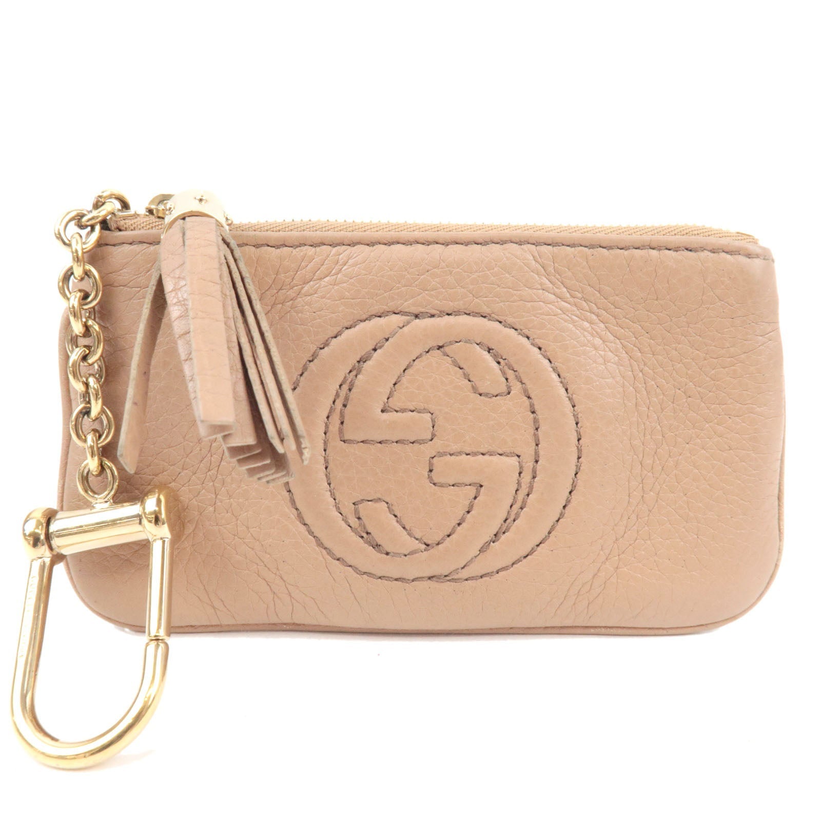 GUCCI Soho Interlocking G Coin Case Leather Beige 354358 76644