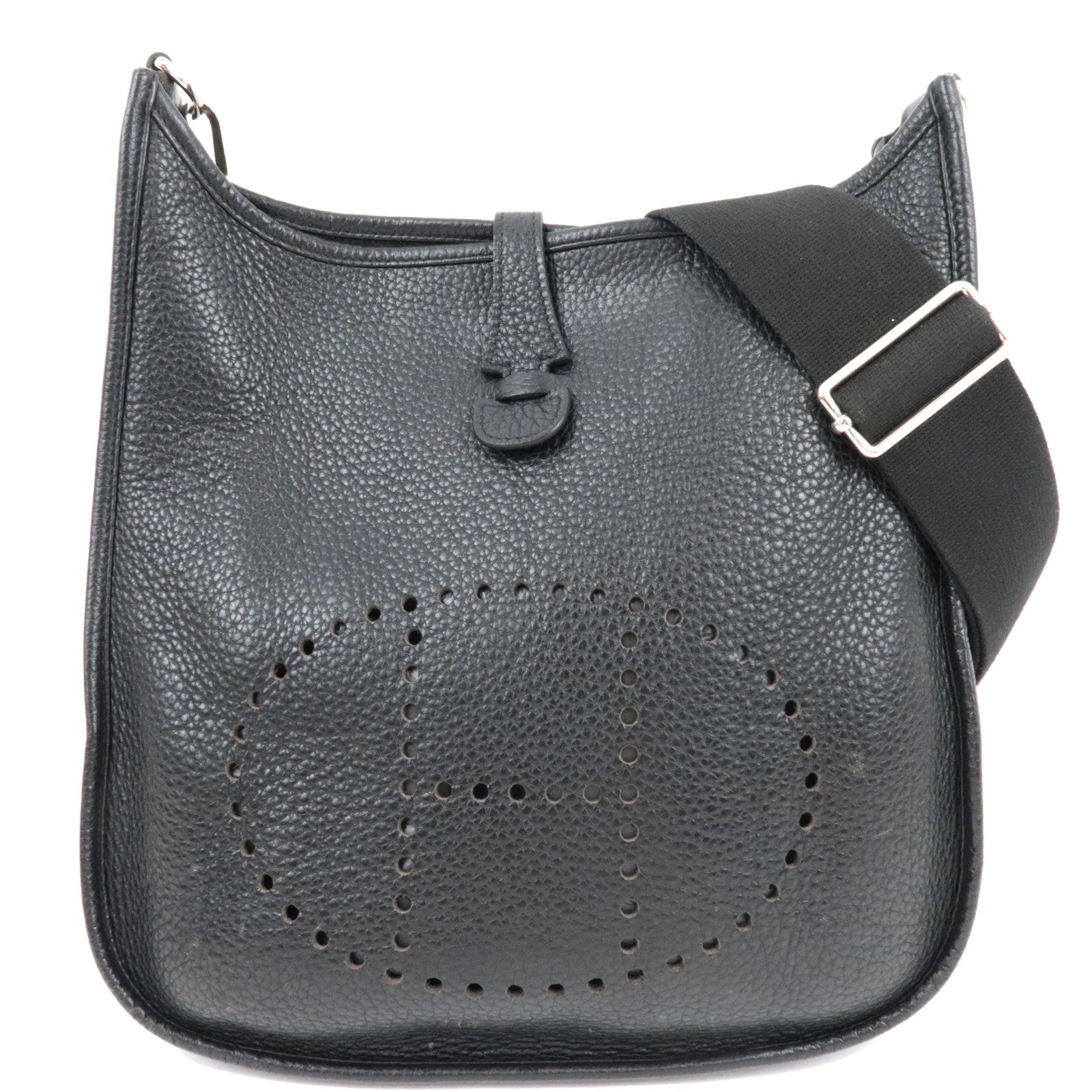 HERMES Evelyn 3 PM □O Stamp (2011) Taurillon Clemence Black Silver HDW *Strap76678