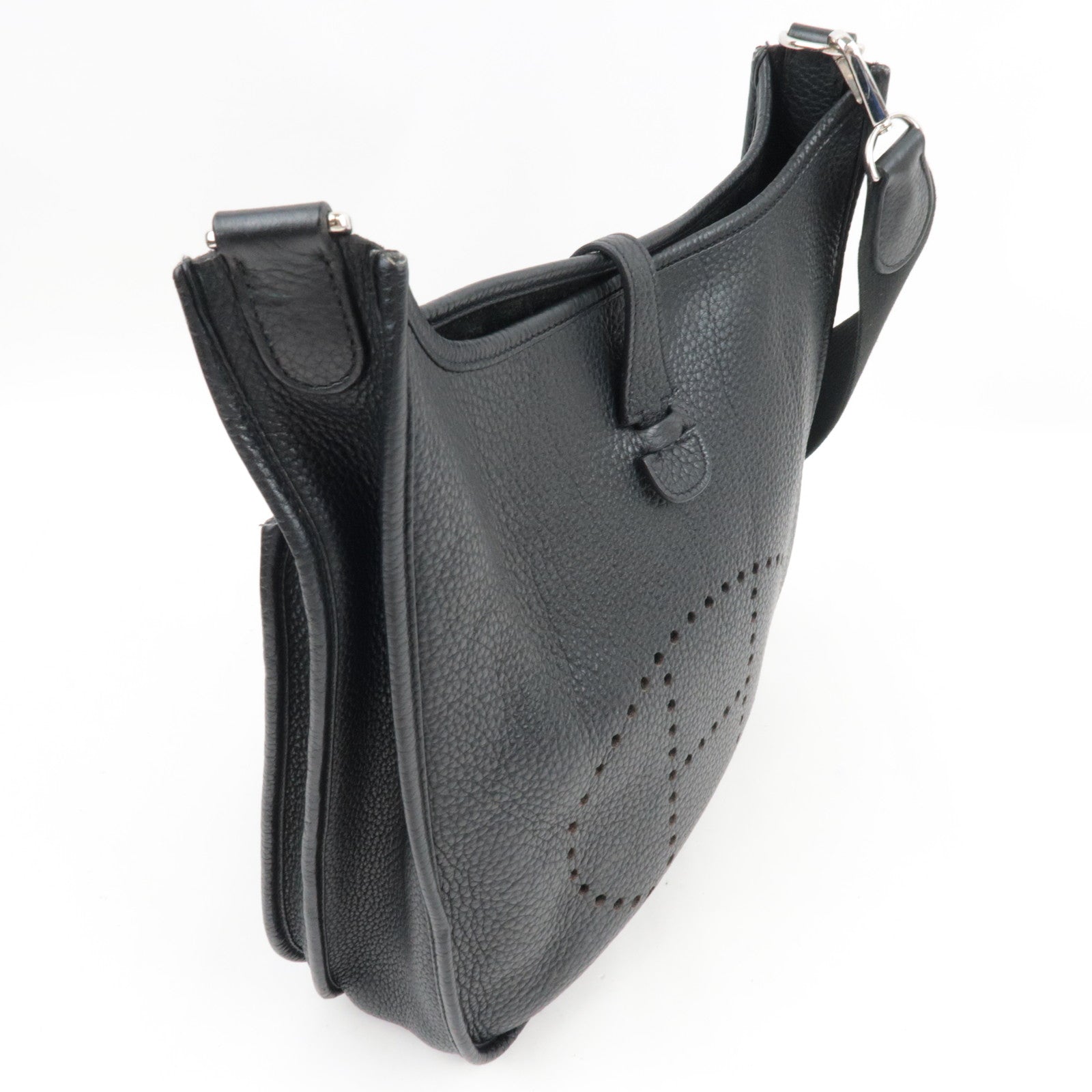 HERMES Evelyn 3 PM □O Stamp (2011) Taurillon Clemence Black Silver HDW *Strap