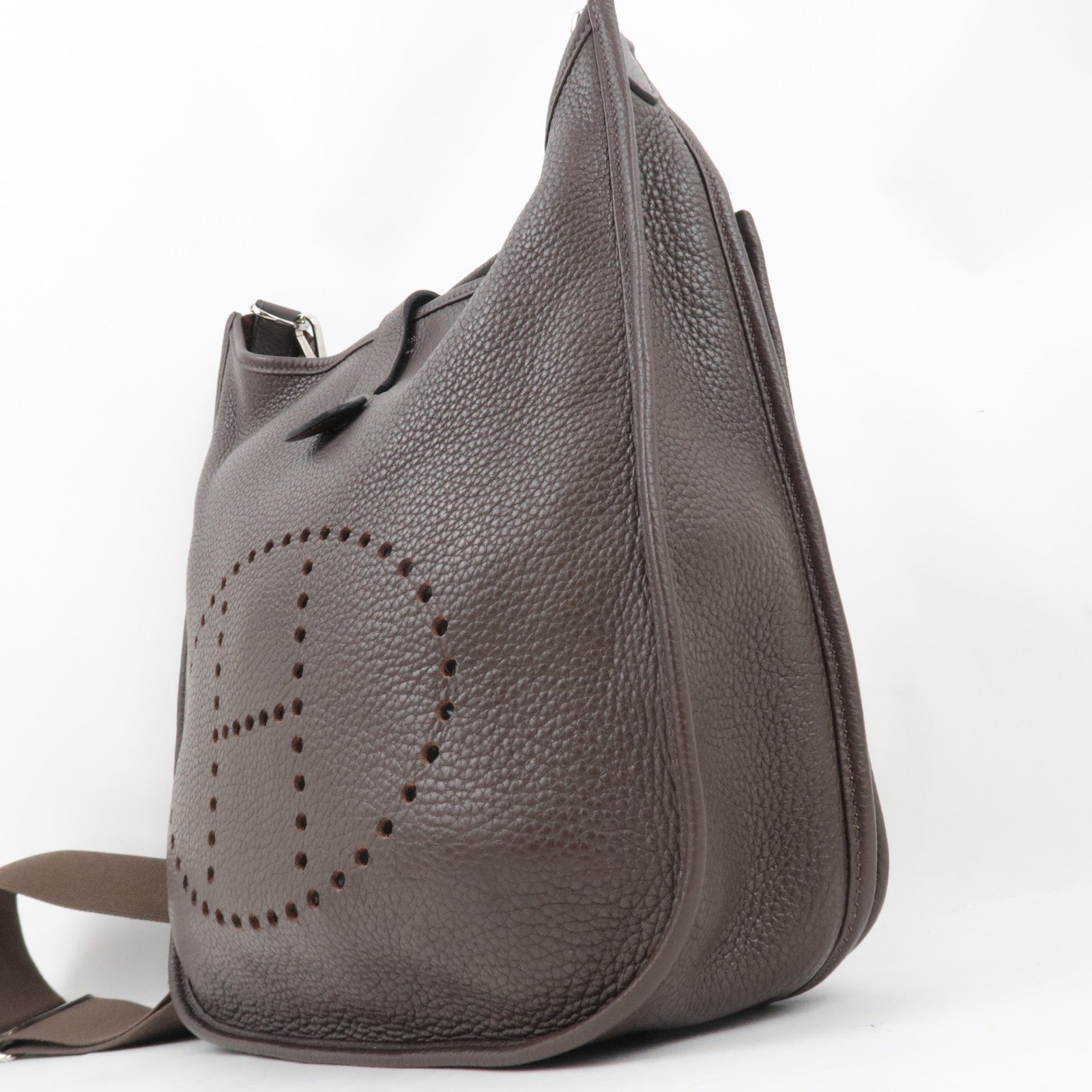 HERMES Evelyn 3 GM Shoulder Bag □M Stamp (2009) Taurillon Clemence Brown Silver HDW *Dust bag, Strap