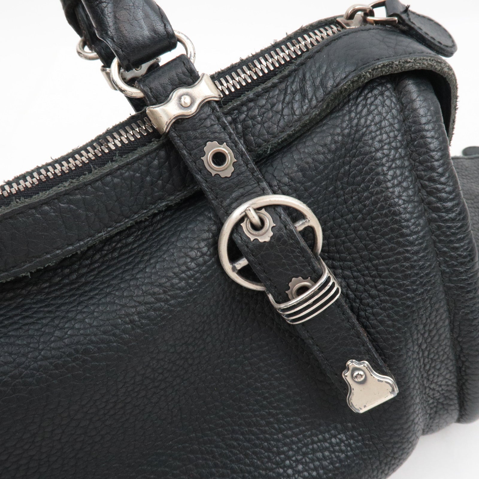 BOTTEGA VENETA Boston Bag Leather Black *Pouch