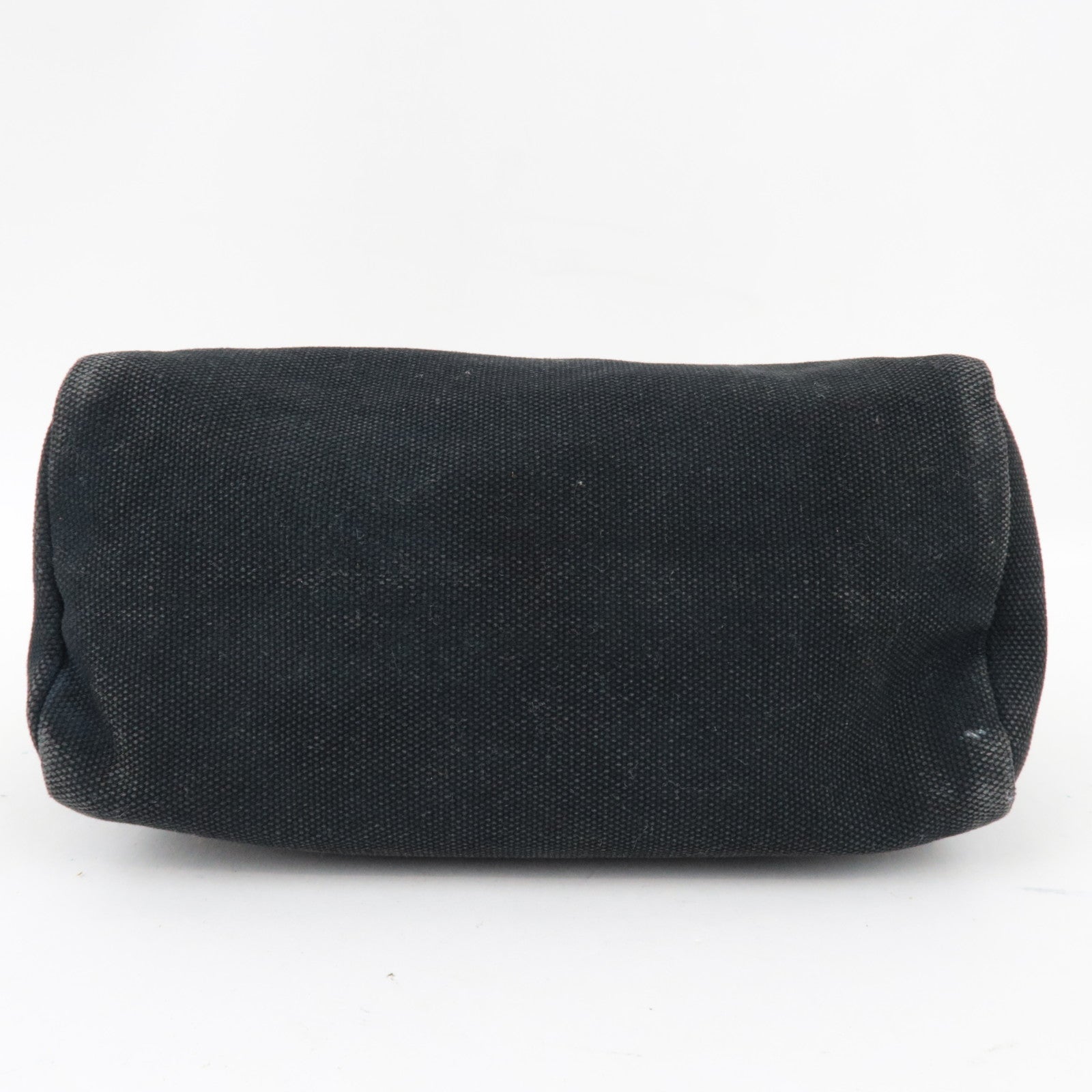 PRADA Canapa Pouch Cosmetic Pouch Canvas Leather Black