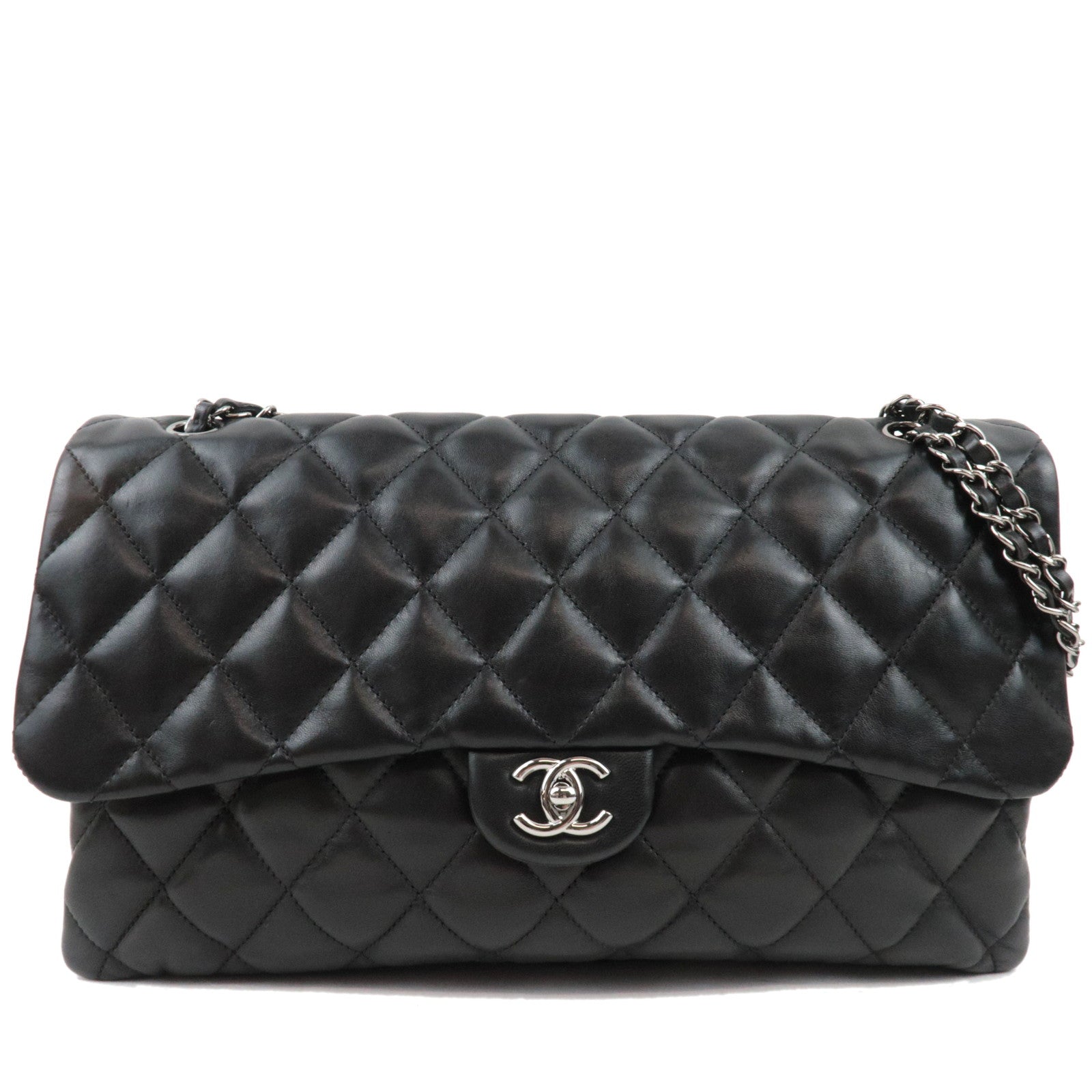 CHANEL Matelasse Chain Shoulder Bag Leather Black Silver HDW *Dust bag, G card76727