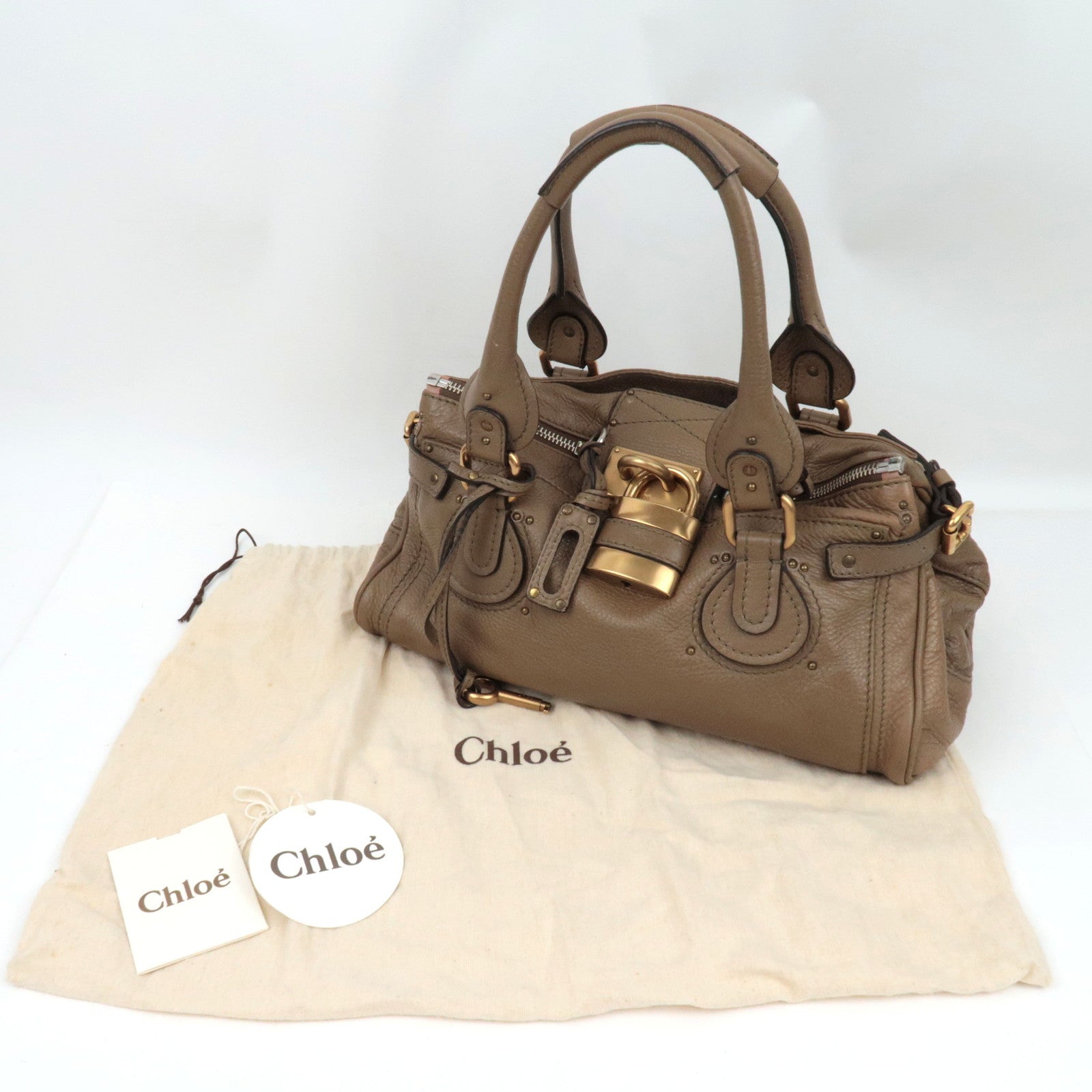 Chloe Paddington Handbag Leather Brown *Dust bag, Key Lock
