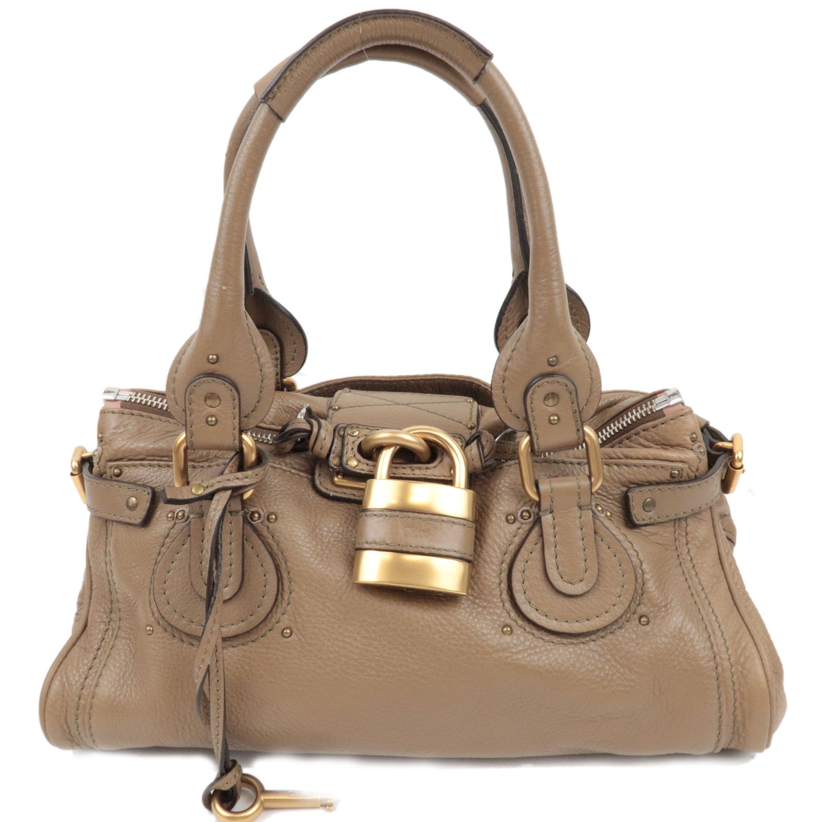 Chloe Paddington Handbag Leather Brown *Dust bag, Key Lock76737
