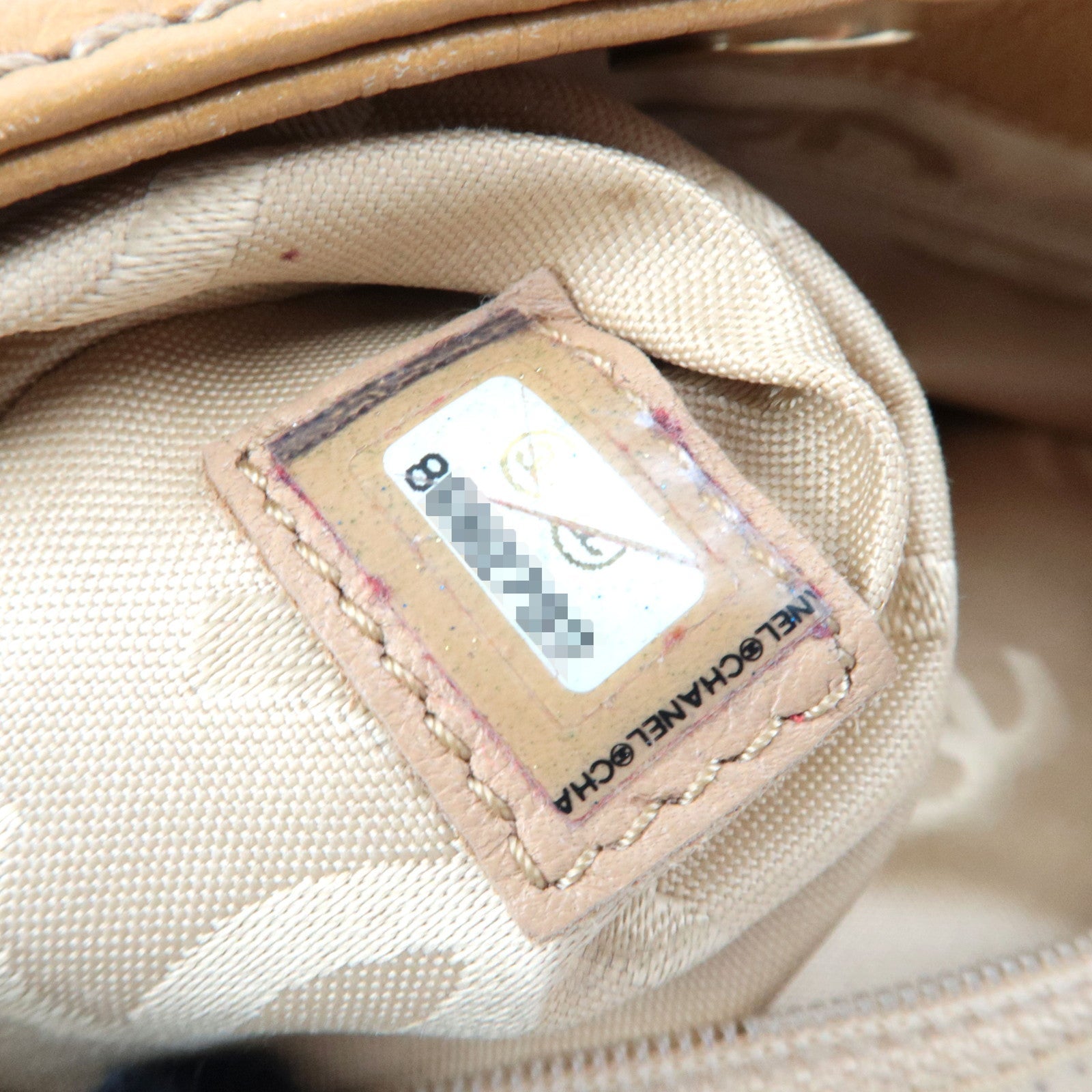 CHANEL Wood Handle Chain Tote Bag Leather Camel 8682797