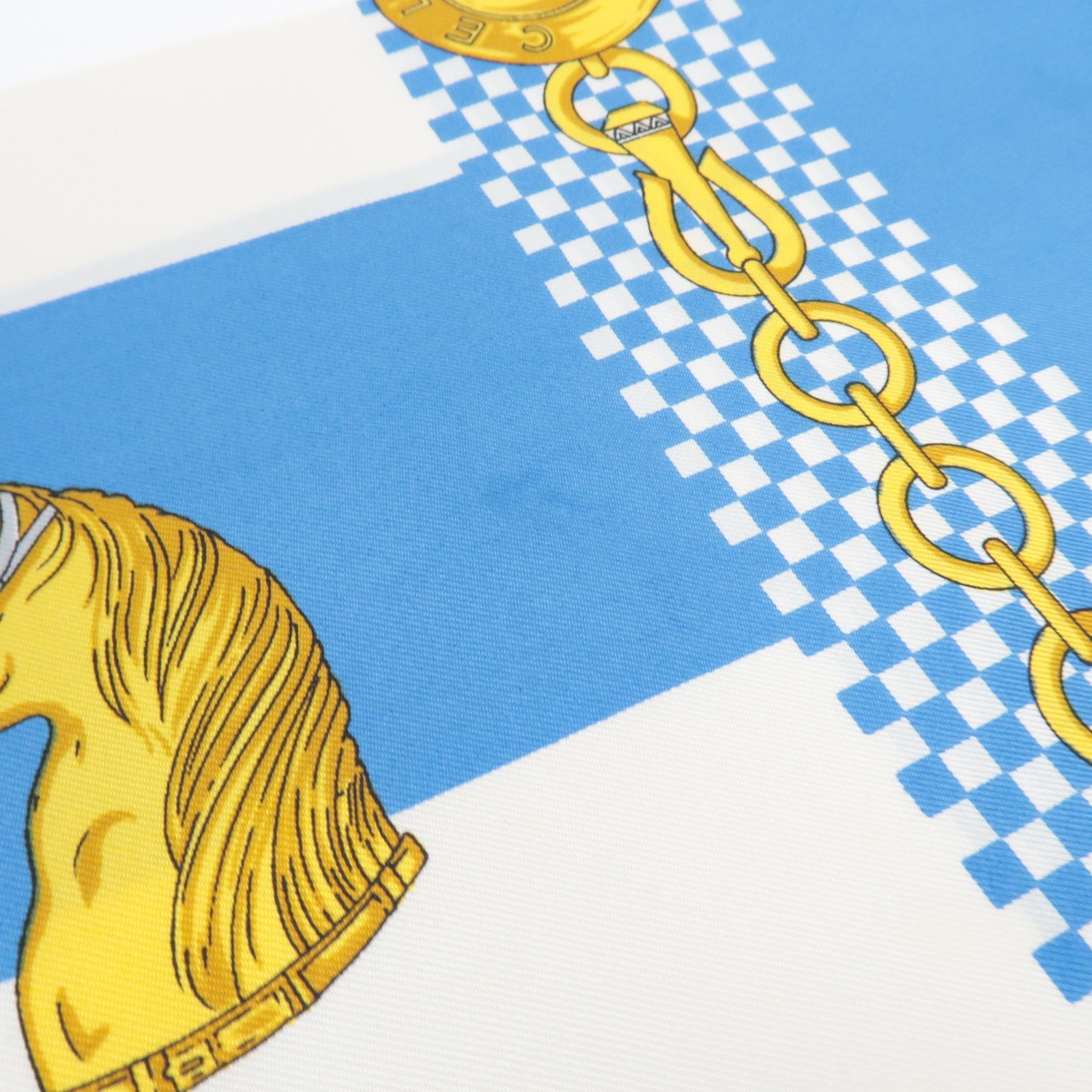 CELINE Scarf Stripe Print 100% Silk Blue