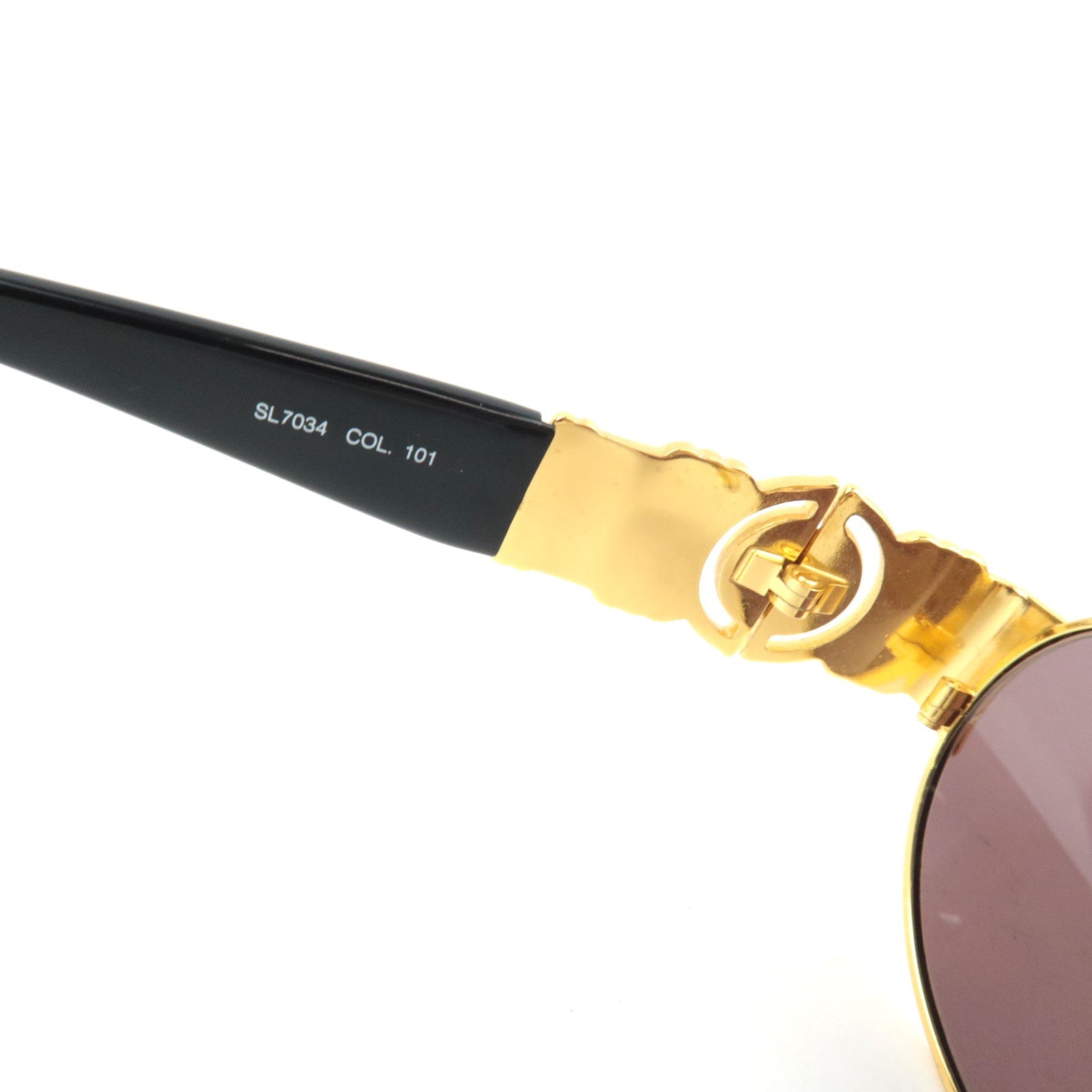 FENDI Oval Shape Sunglasses Sl7034 COL.101 Metal Gold Black