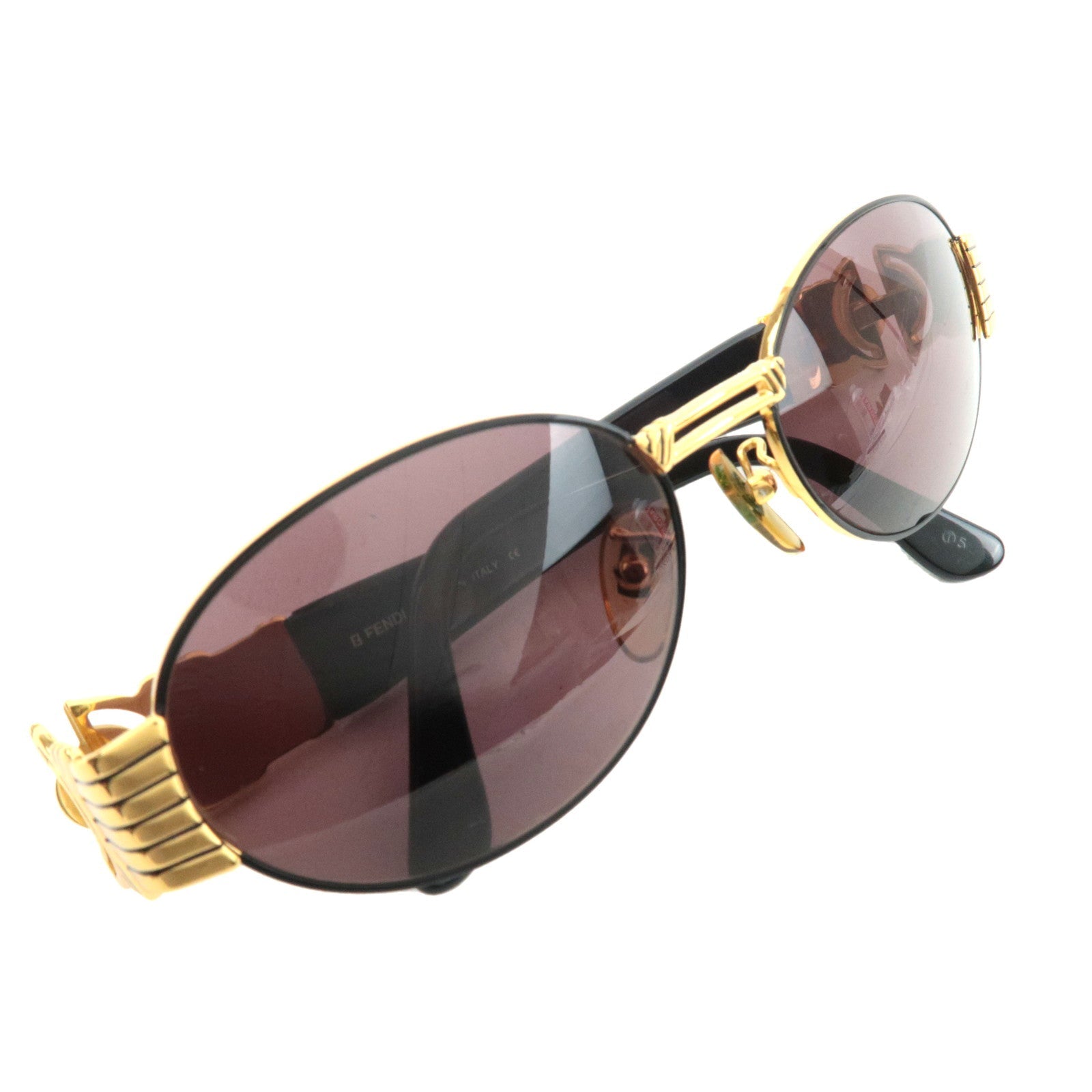 FENDI Oval Shape Sunglasses Sl7034 COL.101 Metal Gold Black