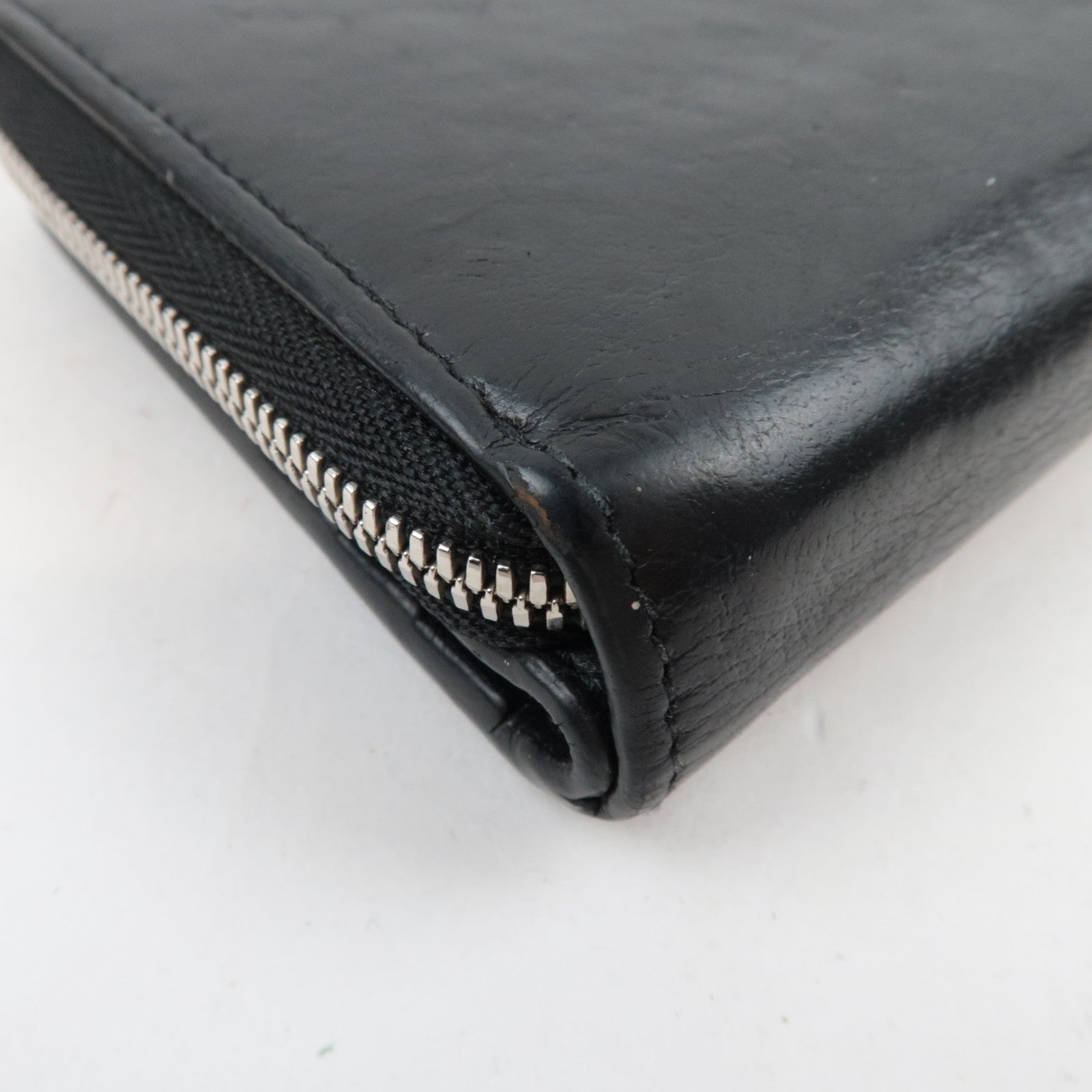 BALENCIAGA Everyday Round Zipper Wallet Leather Black 551933 *Box, Dust bag