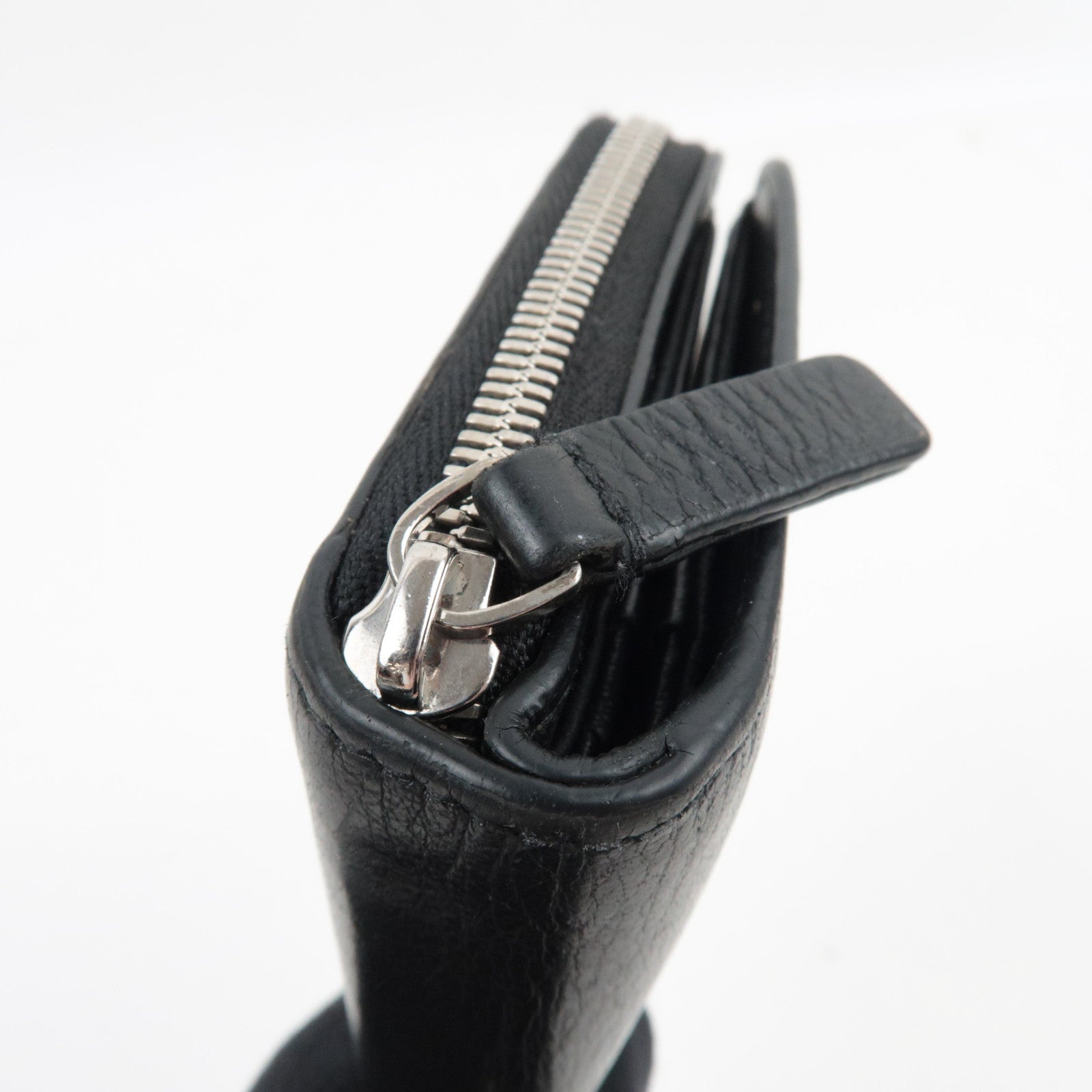 BALENCIAGA Everyday Round Zipper Wallet Leather Black 551933 *Box, Dust bag