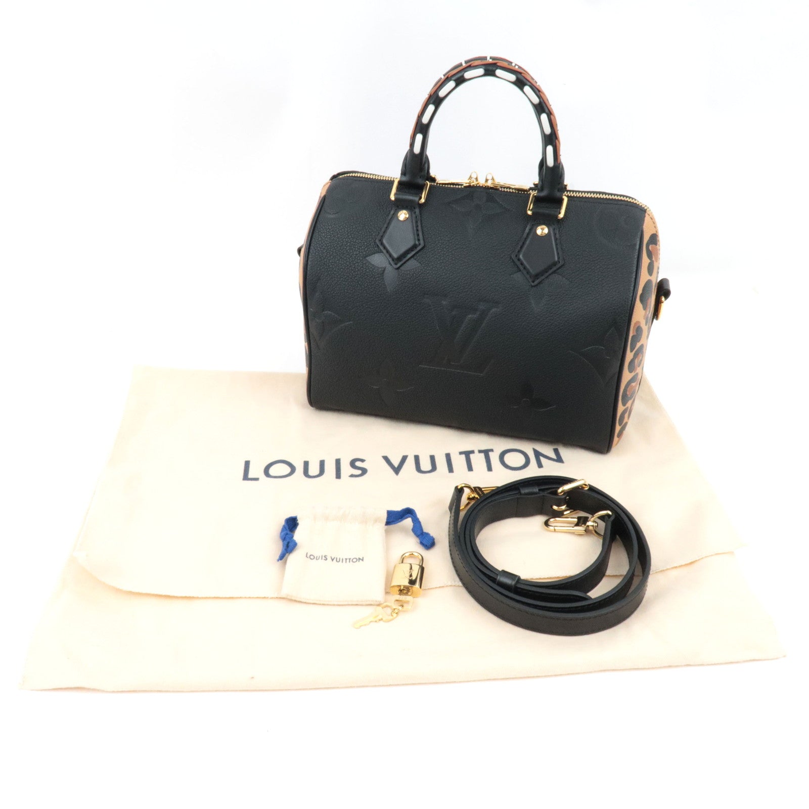 Louis Vuitton Monogram Empreinte Wild at Heart Speedy Bandouliere 25 Hand Bag Noir M58524 RFID *Dust bag, Strap