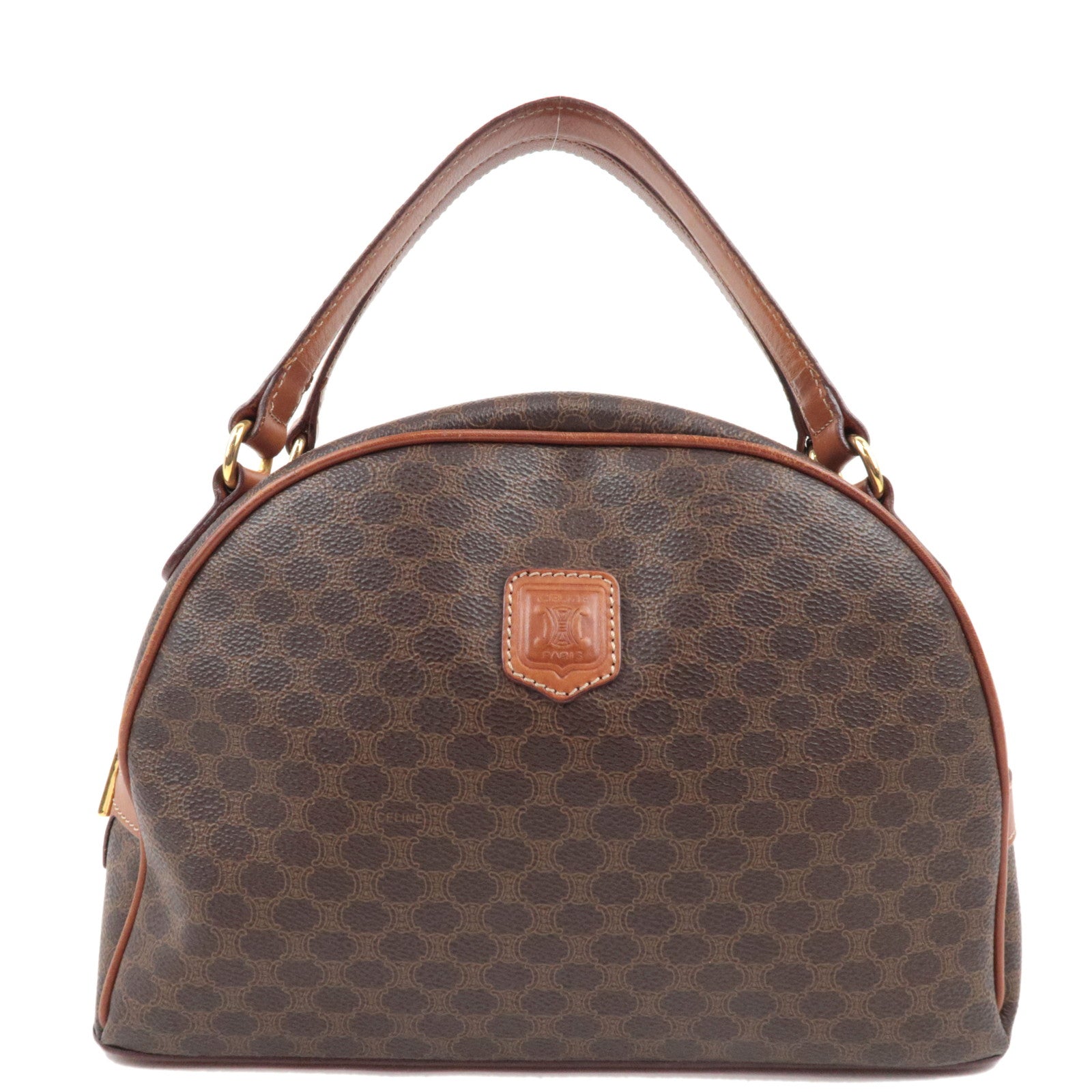 CELINE Macadam Hand Bag PVC Leather Brown76877