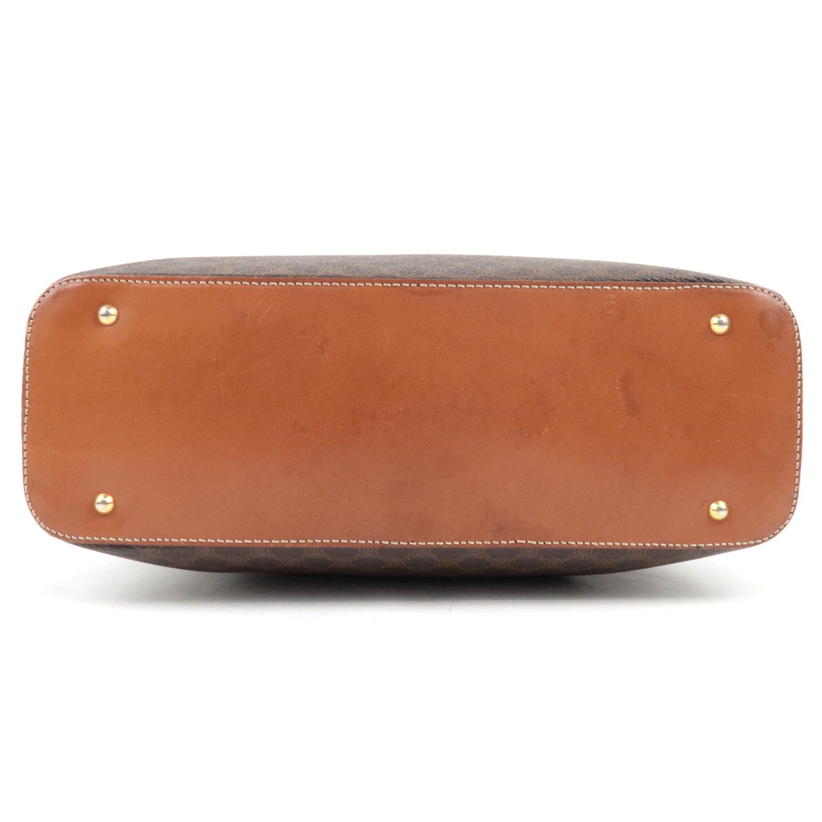 CELINE Macadam Hand Bag PVC Leather Brown