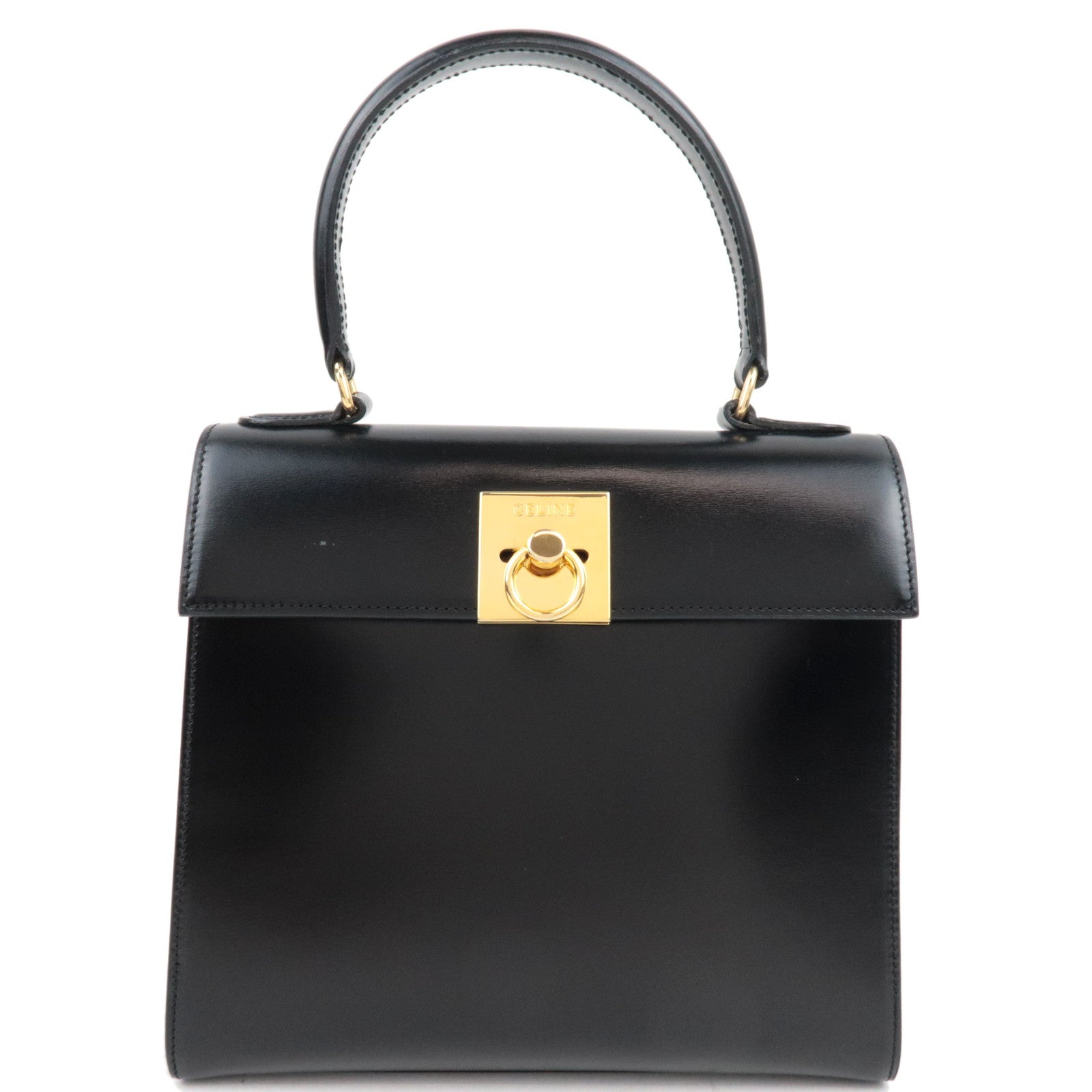 CELINE 2 Way Hand Bag Leather Black *Dust bag, Strap76879