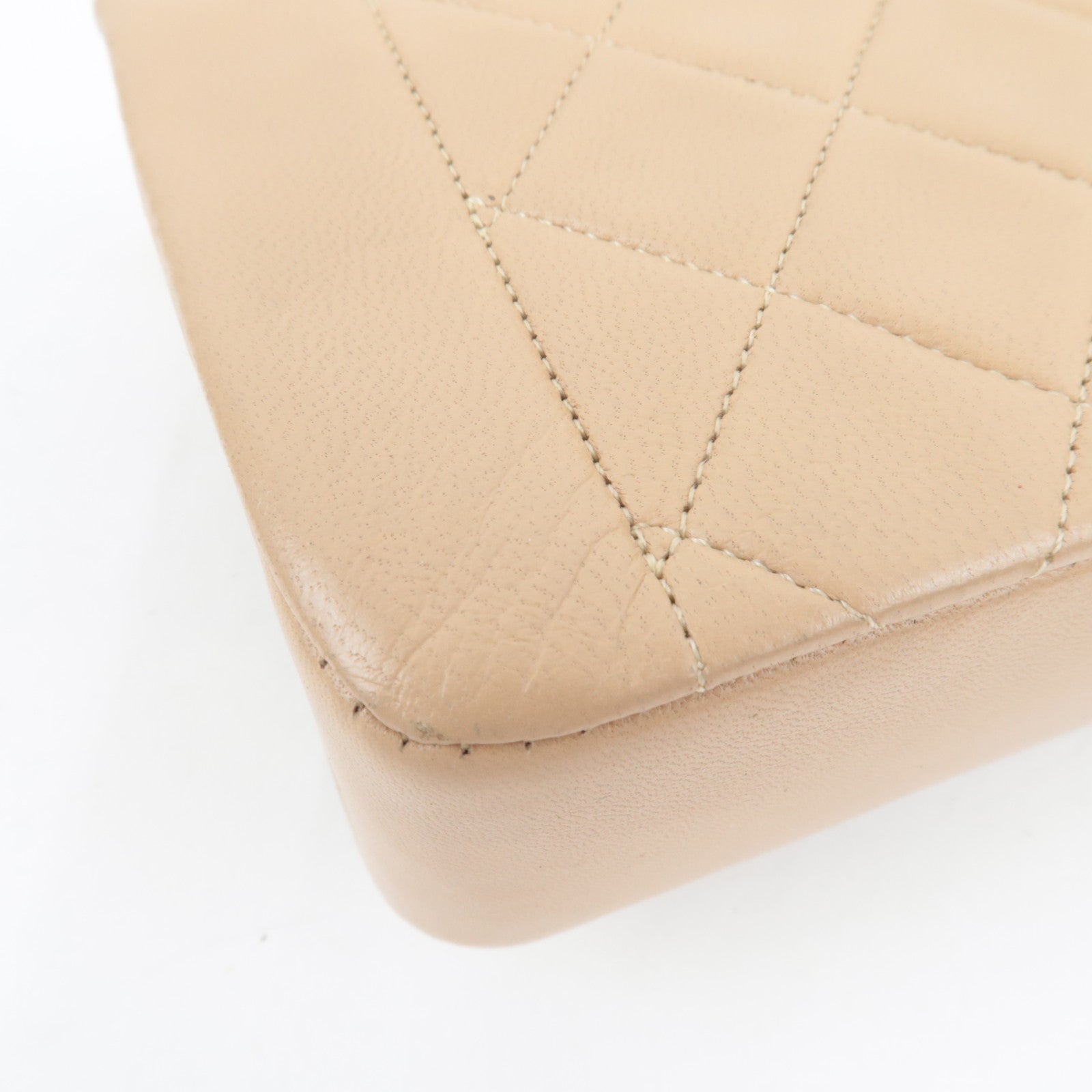 CHANEL Matelasse Chain Shoulder Bag With Bijou Chain Lambskin Beige Gold HDW *Box, Dust bag, G card