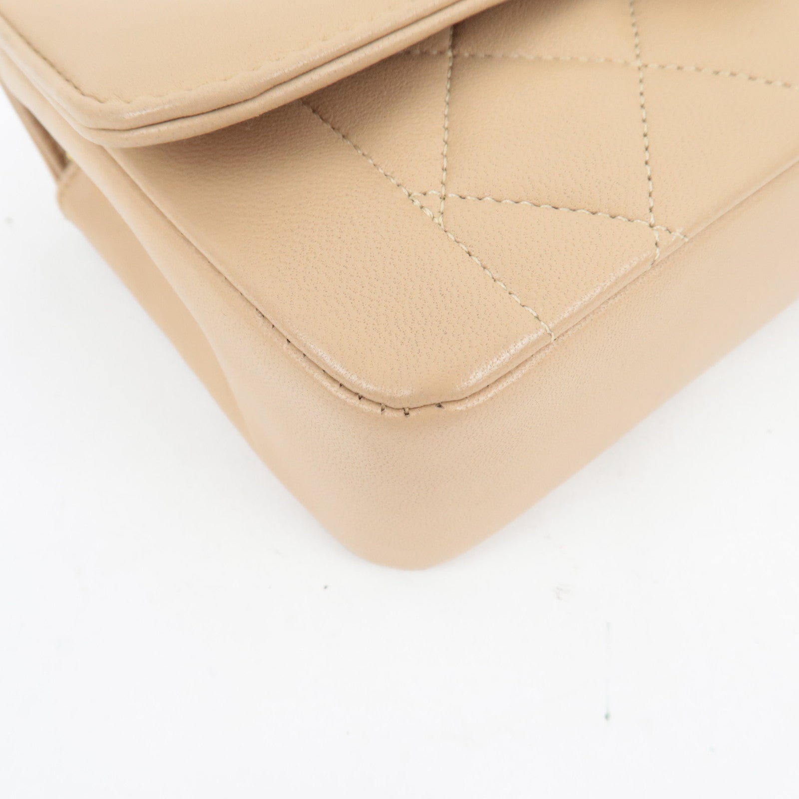 CHANEL Matelasse Chain Shoulder Bag With Bijou Chain Lambskin Beige Gold HDW *Box, Dust bag, G card