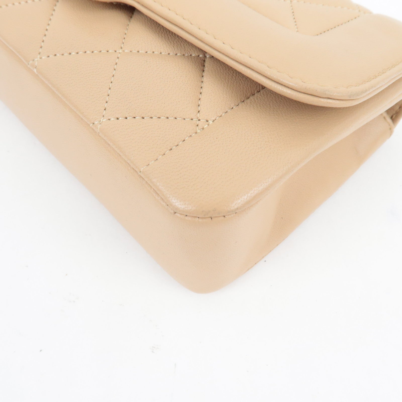 CHANEL Matelasse Chain Shoulder Bag With Bijou Chain Lambskin Beige Gold HDW *Box, Dust bag, G card