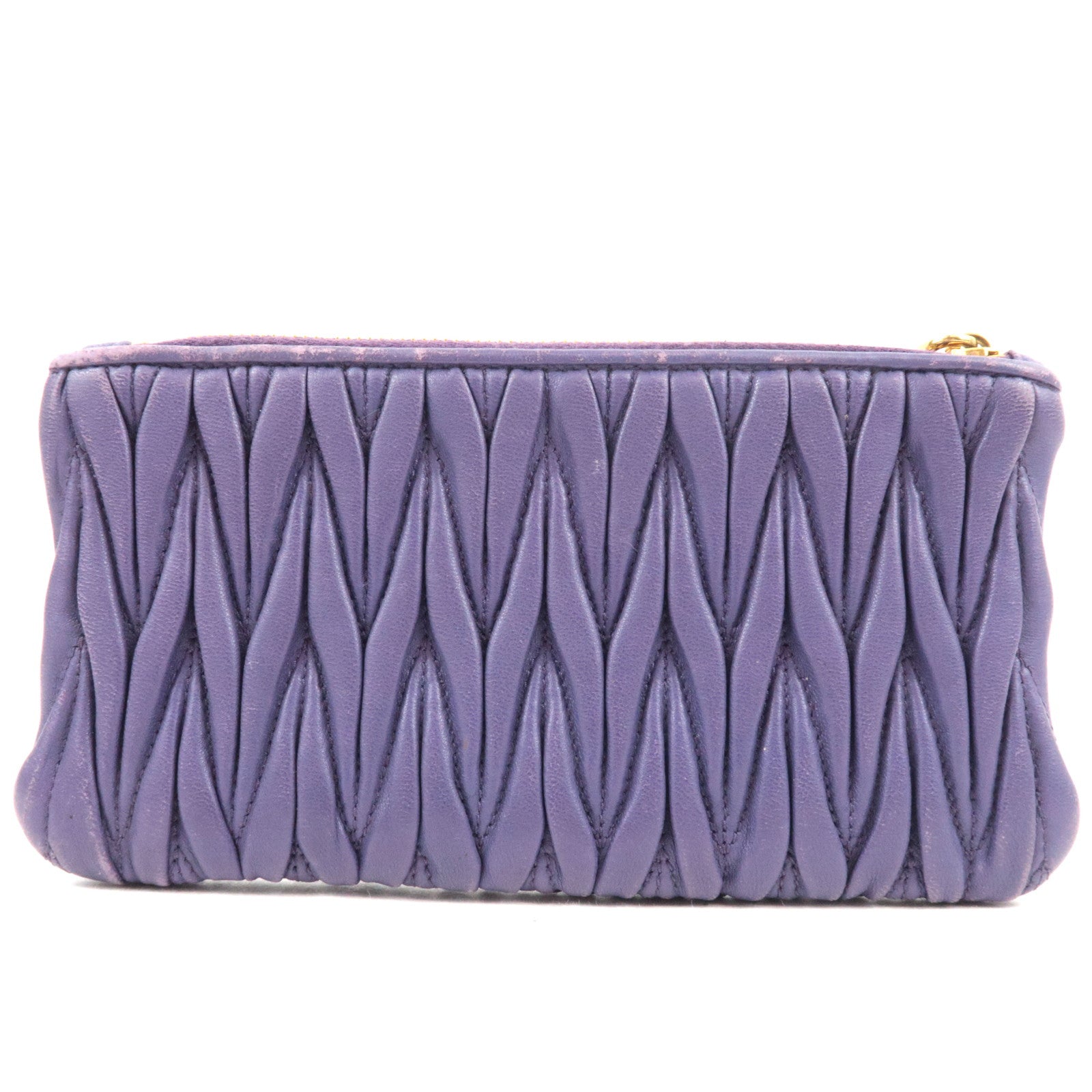 MIU MIU Matelasse Pouch Leather Purple