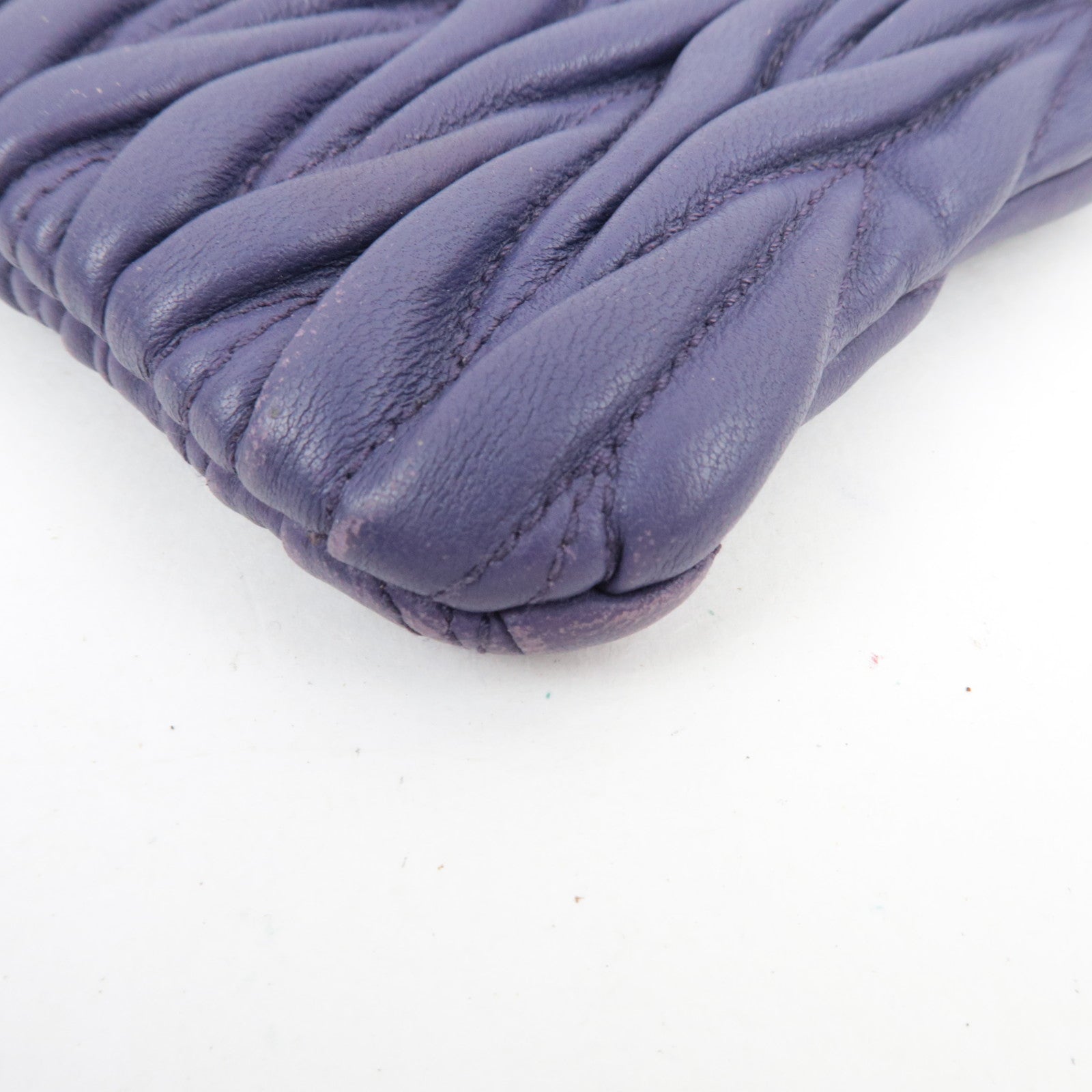 MIU MIU Matelasse Pouch Leather Purple