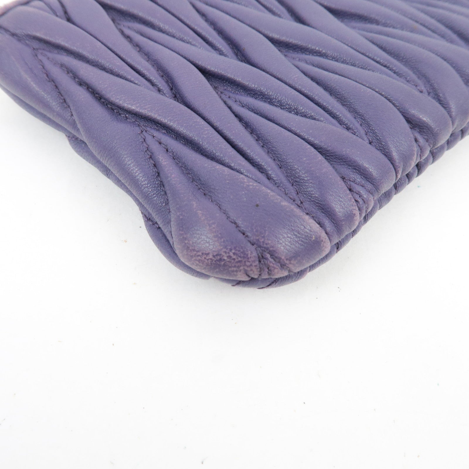 MIU MIU Matelasse Pouch Leather Purple