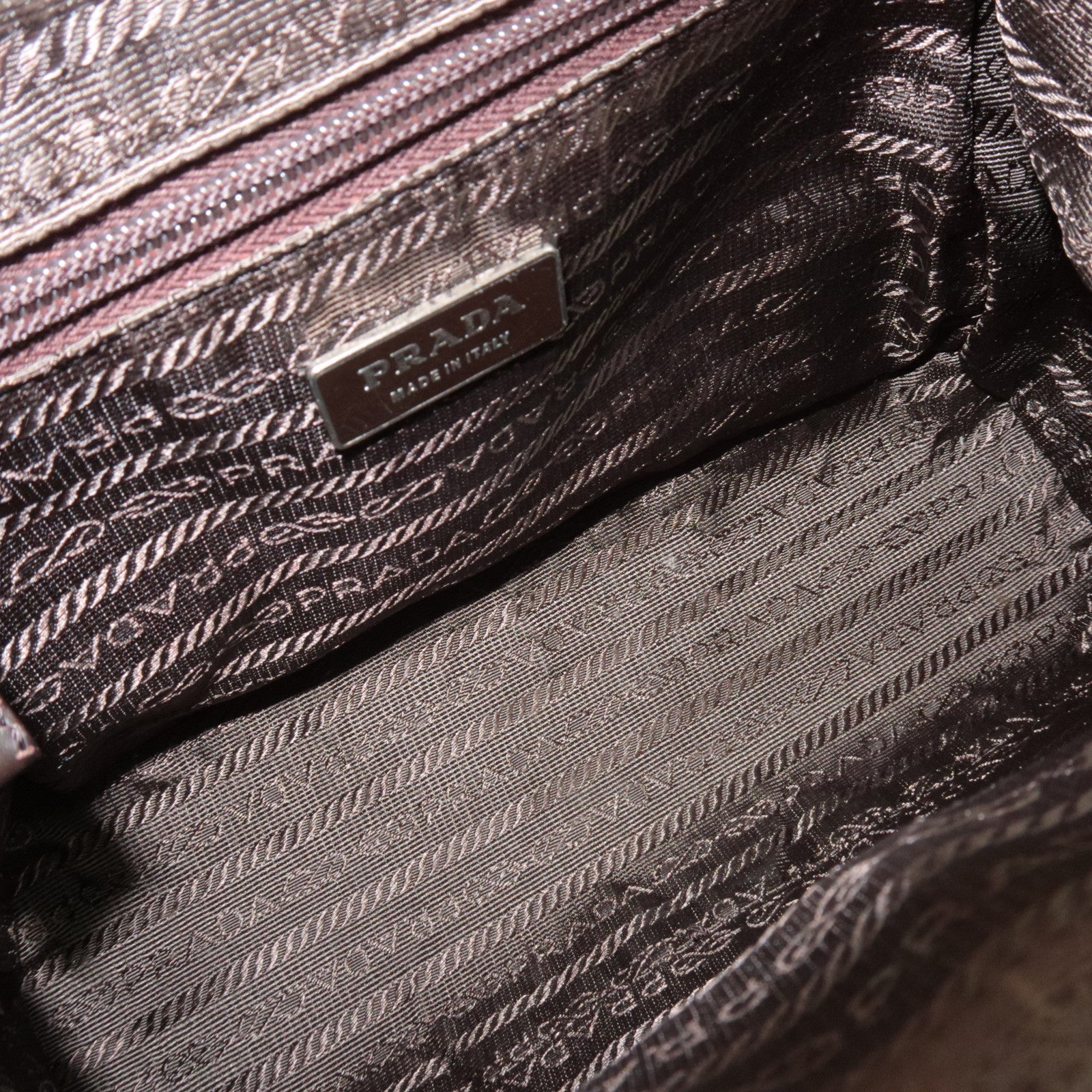 PRADA Kiss Lock Shoulder Bag Canvas Leather Brown *Dust bag, Clochette