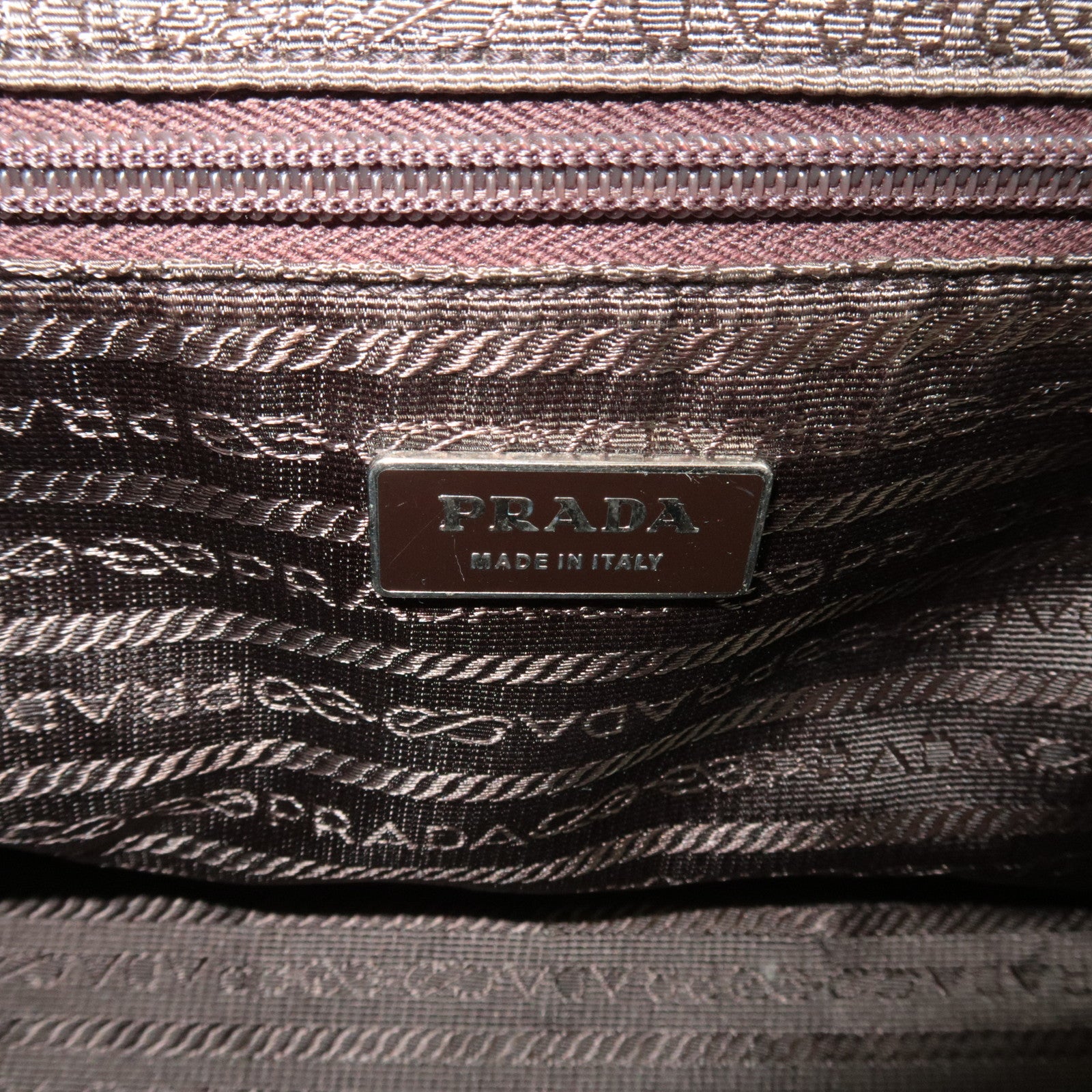 PRADA Kiss Lock Shoulder Bag Canvas Leather Brown *Dust bag, Clochette