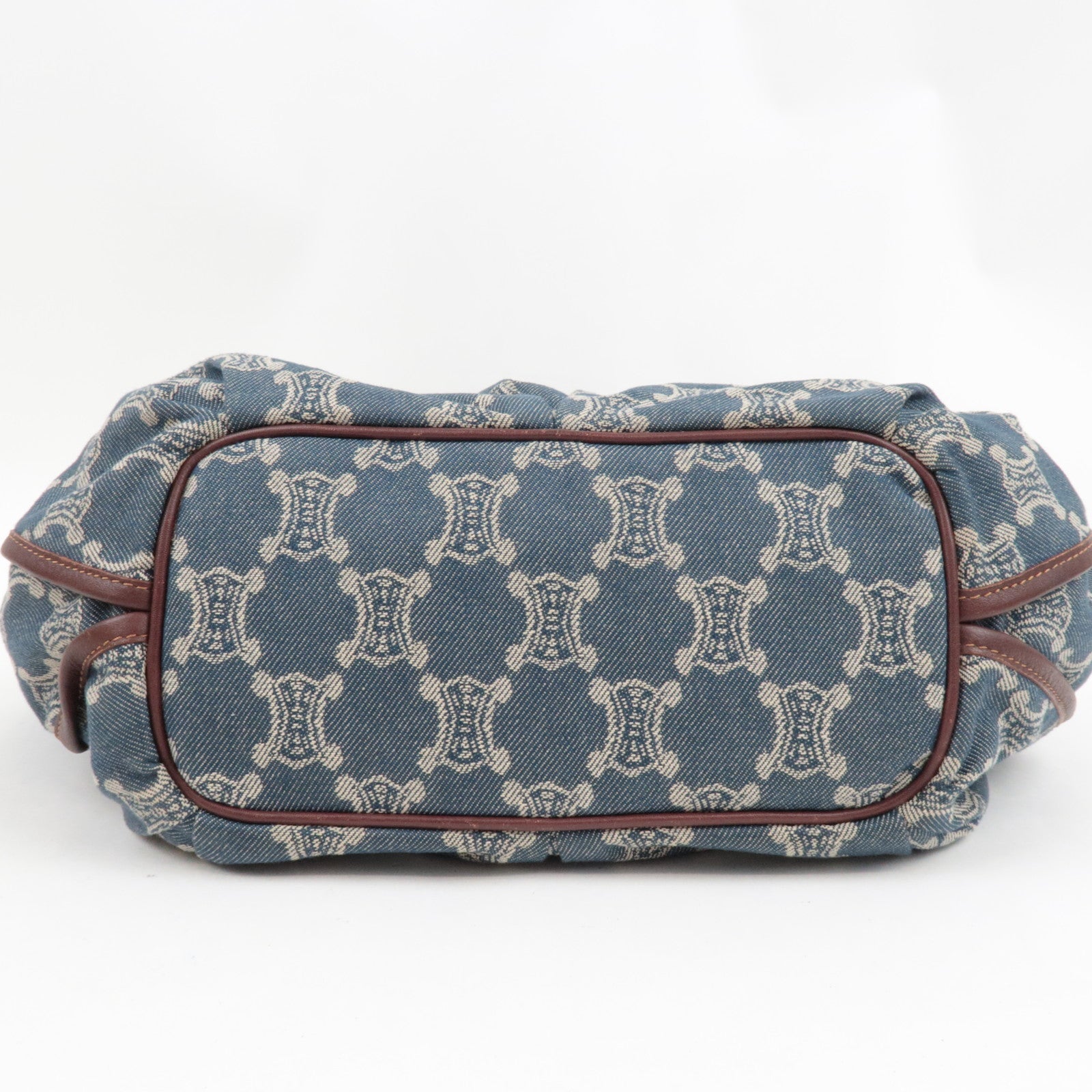 CELINE Paris Macadam Shoulder Bag Denim Leather Blue Brown