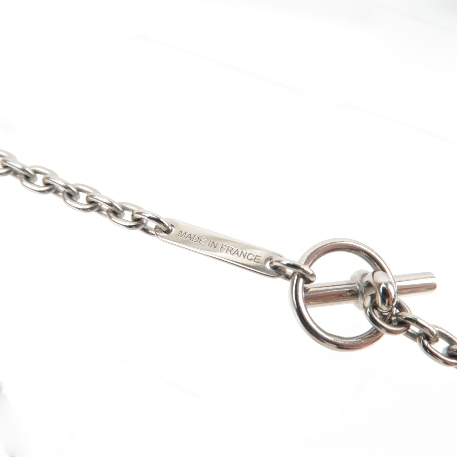 HERMES Carousel Necklace Length 48cm Metal Buffalo Horn Silver Black *Box, Dust bag