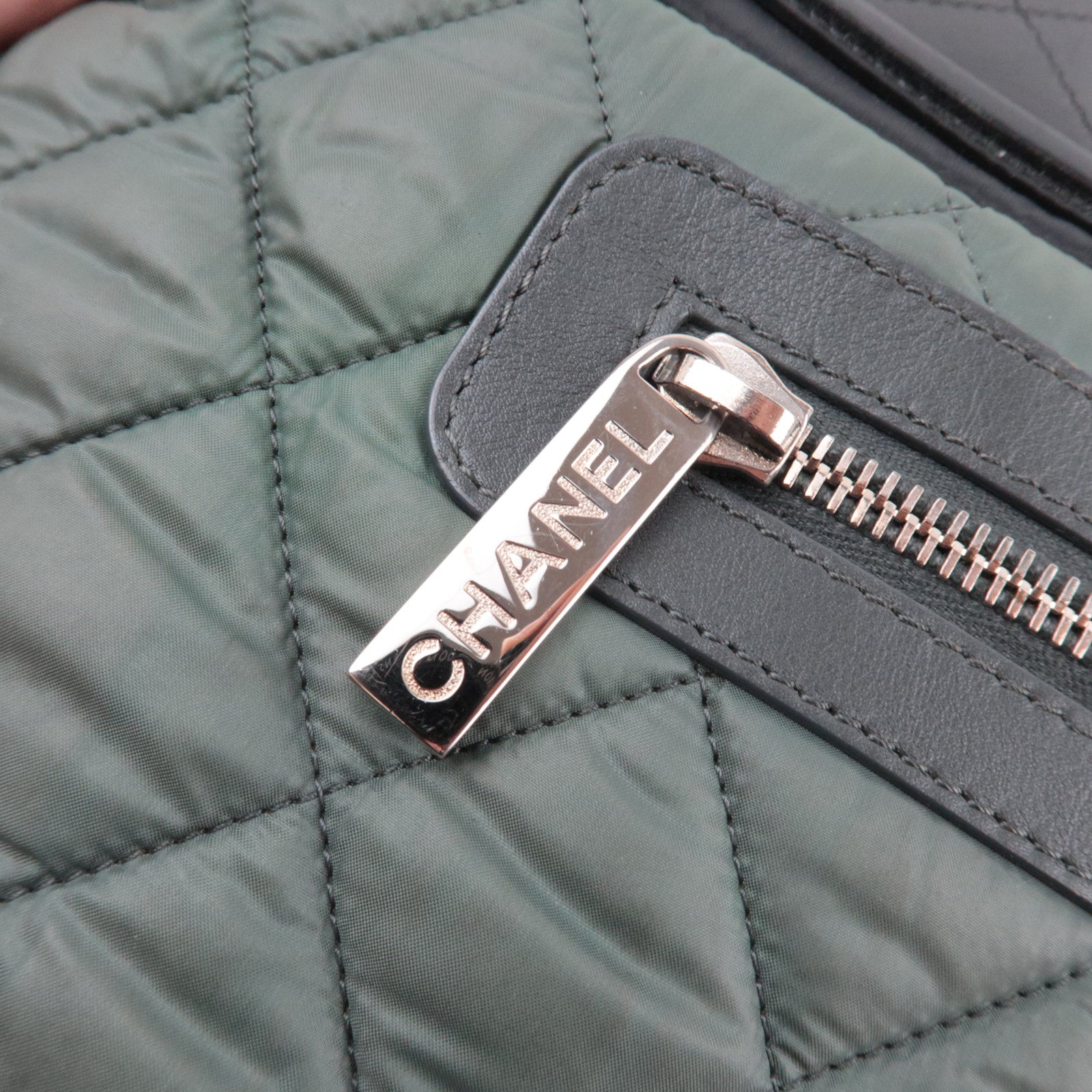 CHANEL Coco Cocoon Tote Bag Nylon Khaki Black A48610 *Dust bag