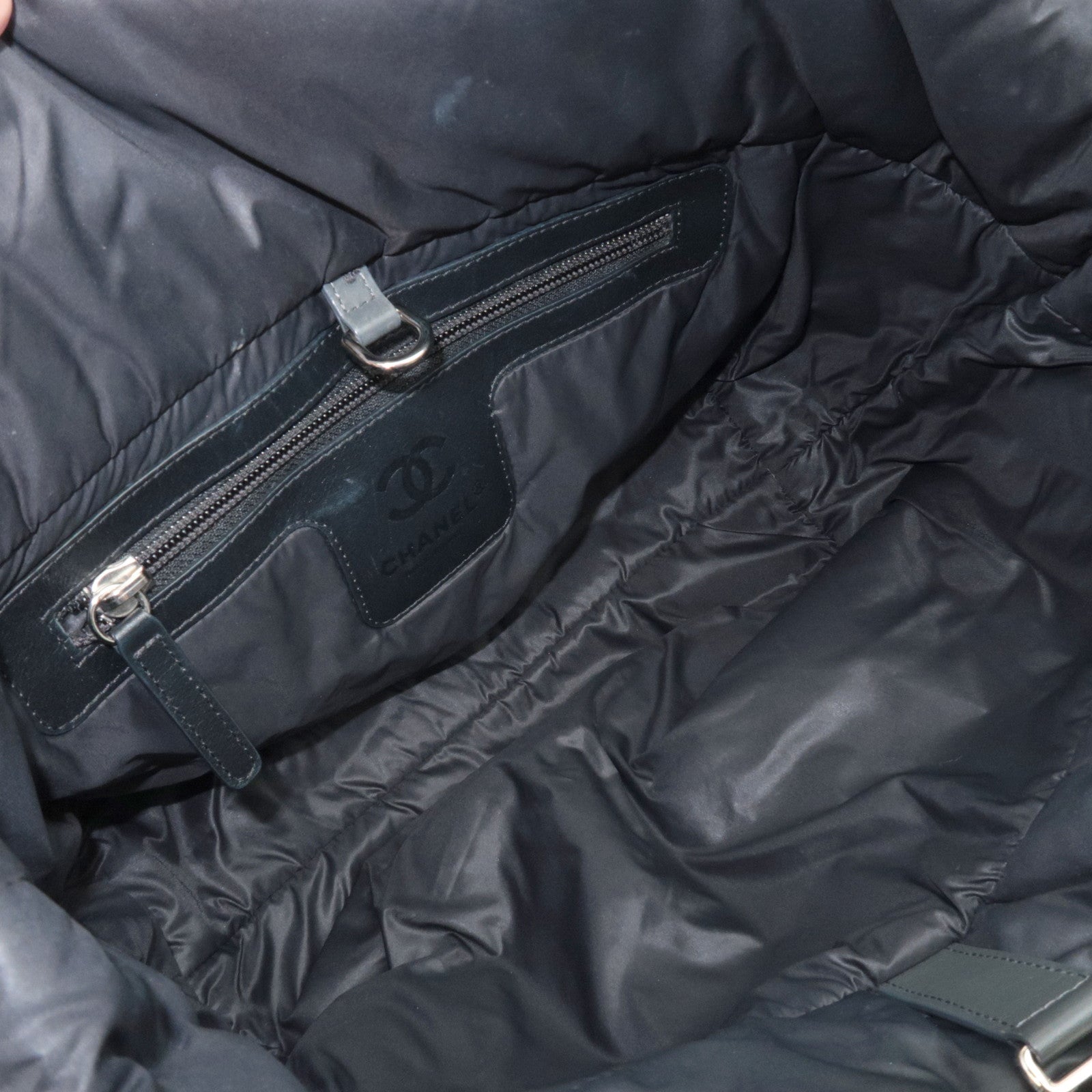 CHANEL Coco Cocoon Tote Bag Nylon Khaki Black A48610 *Dust bag