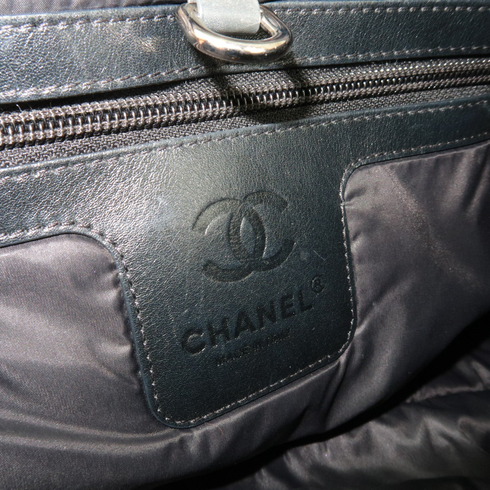 CHANEL Coco Cocoon Tote Bag Nylon Khaki Black A48610 *Dust bag