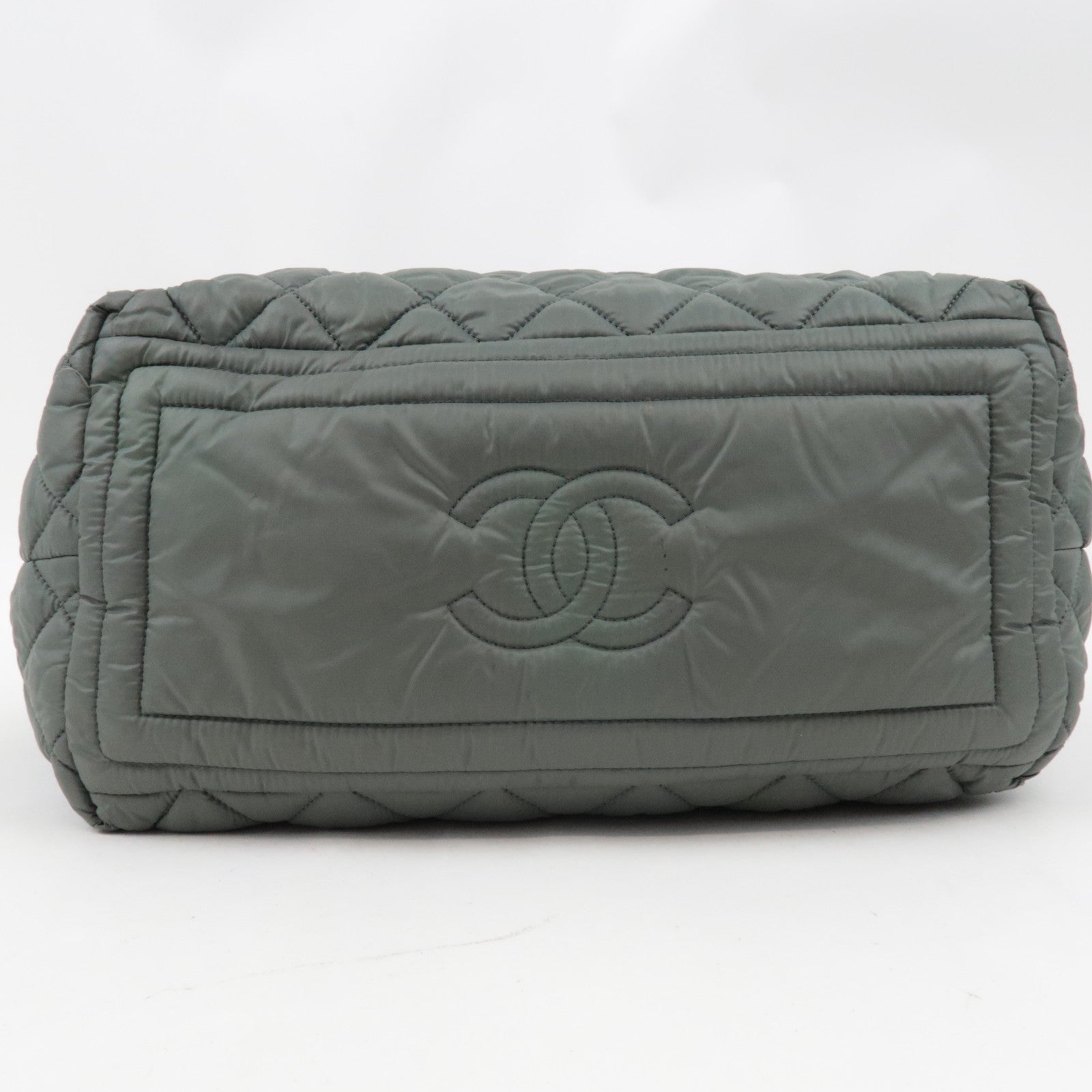 CHANEL Coco Cocoon Tote Bag Nylon Khaki Black A48610 *Dust bag