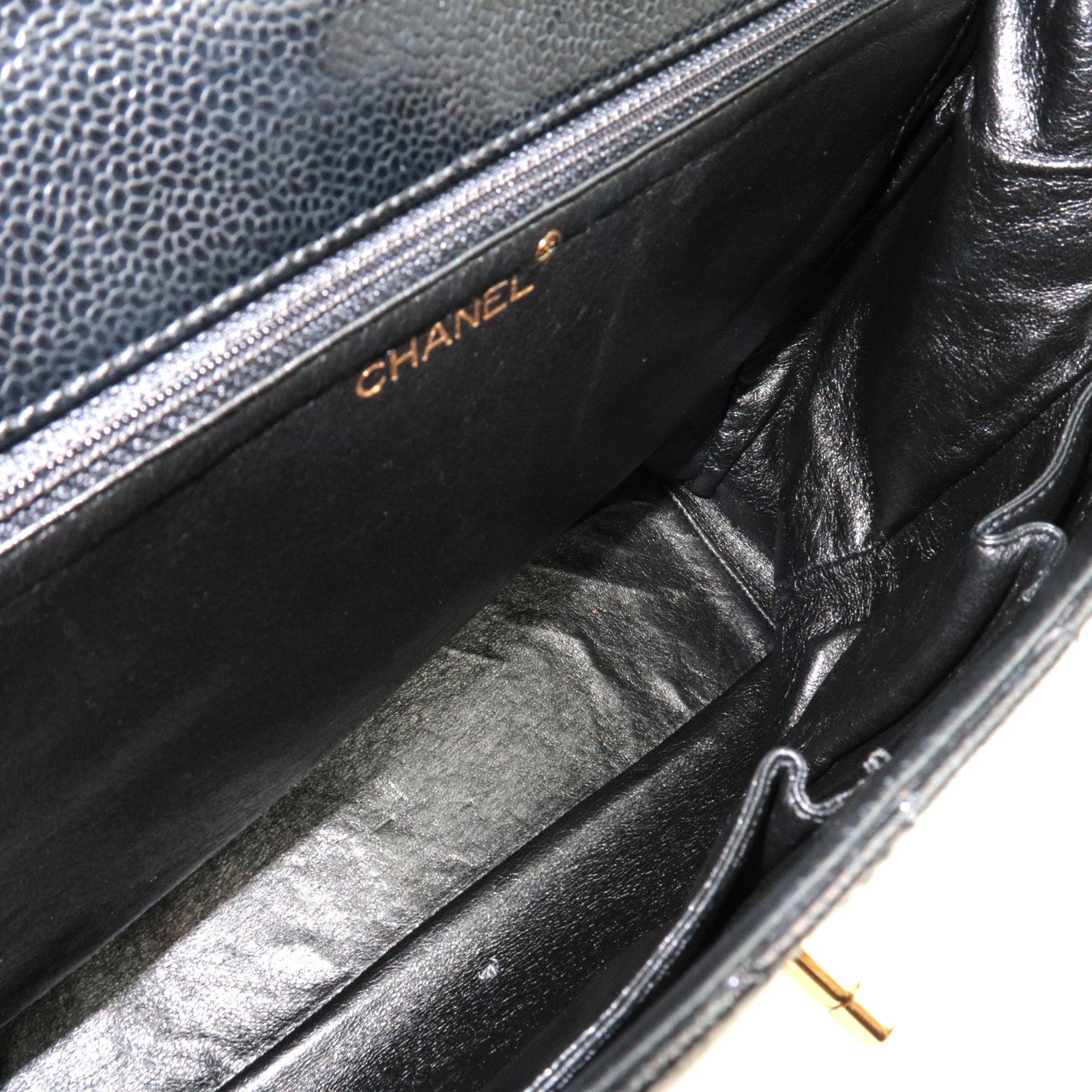 CHANEL Matelasse Chain Shoulder Bag Caviar Skin Black Gold HDW 6869839 *Box, Dust bag