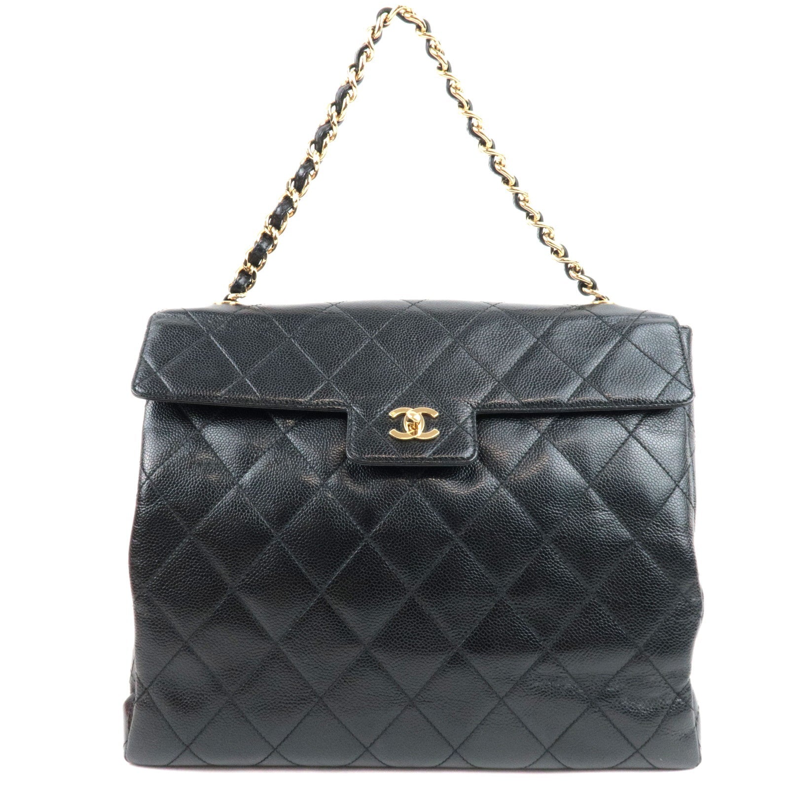 CHANEL Matelasse Chain Shoulder Bag Caviar Skin Black Gold HDW 6869839 *Box, Dust bag77233