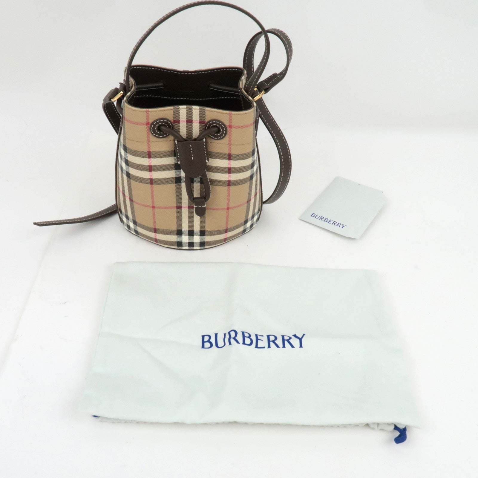 BURBERRY Nova Plaid 2Way Shoulder Bag PVC Leather Beige *Dust bag