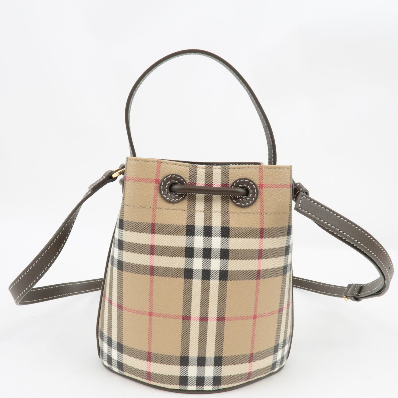 BURBERRY Nova Plaid 2Way Shoulder Bag PVC Leather Beige *Dust bag