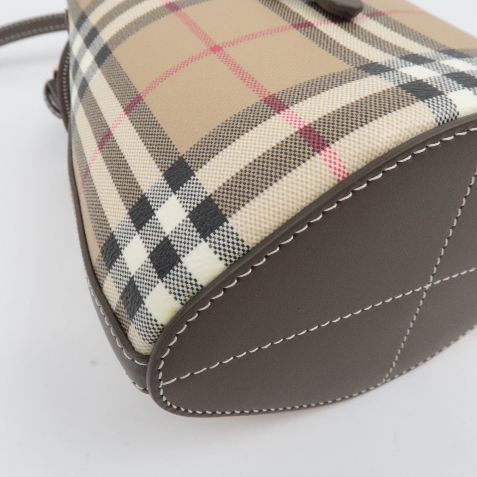 BURBERRY Nova Plaid 2Way Shoulder Bag PVC Leather Beige *Dust bag