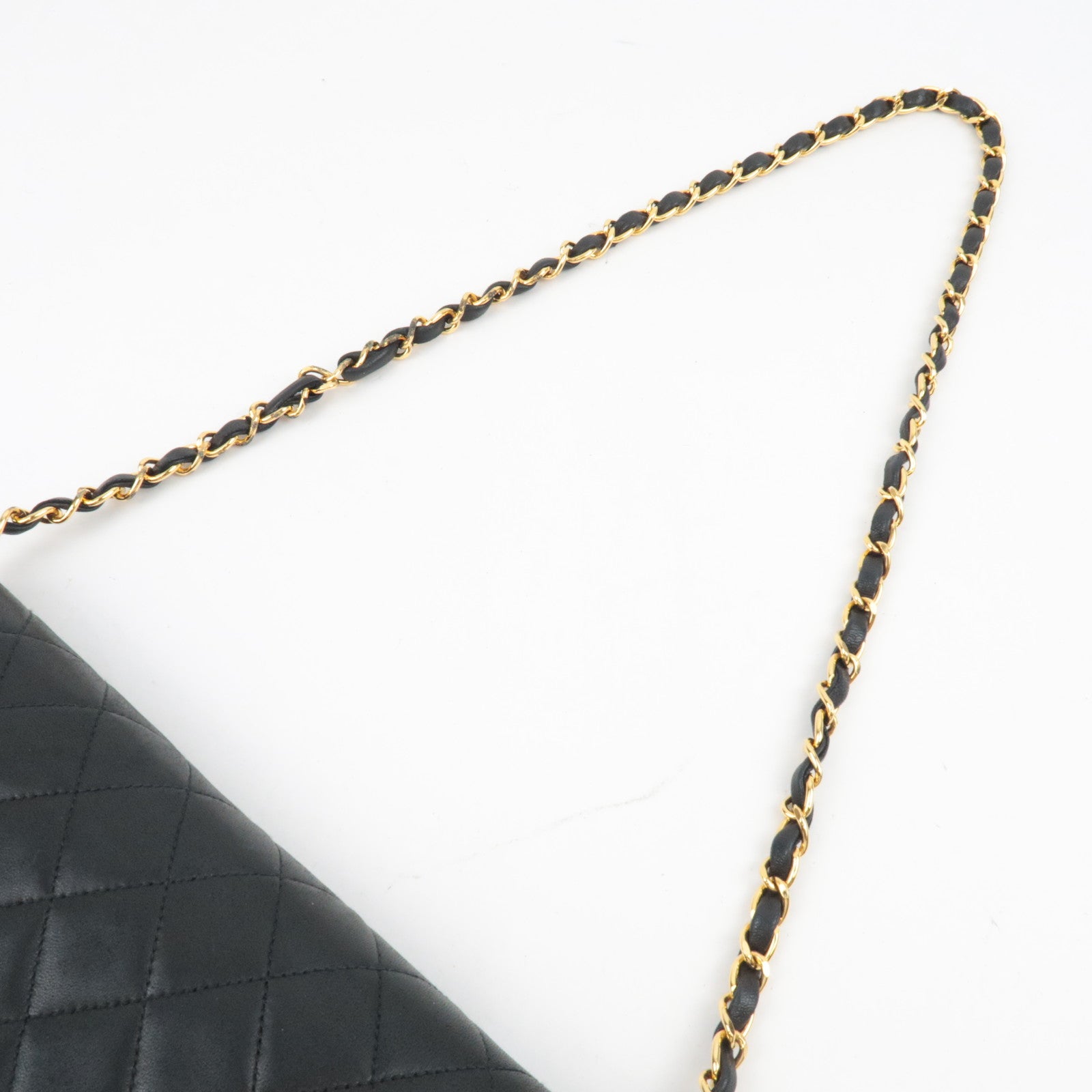 CHANEL Matelasse 25 Single Flap Chain Shoulder Bag Lambskin Black Gold HDW 4624662 *Box, G card