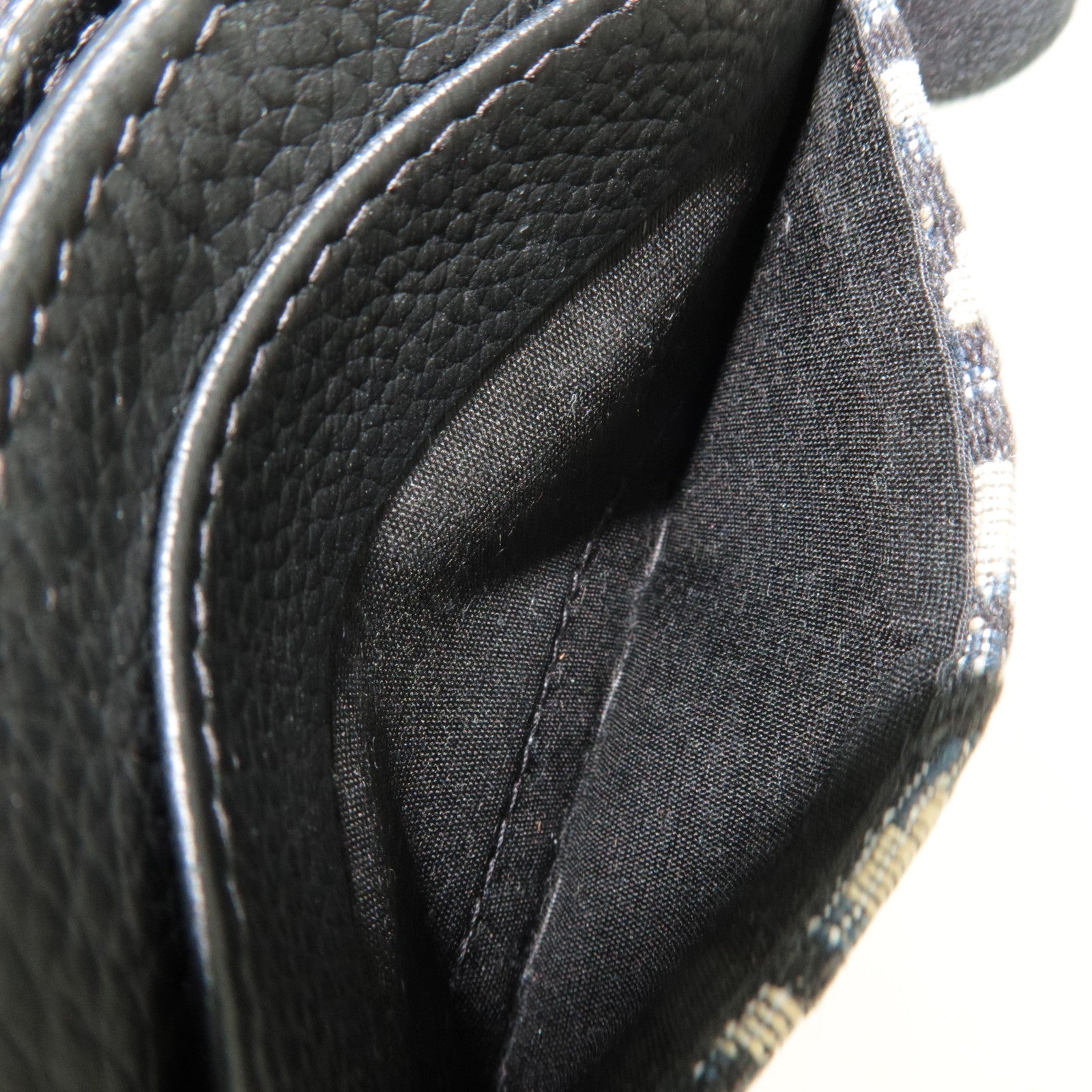 Christian Dior Trotter Card Case Jacquard Leather Navy Black