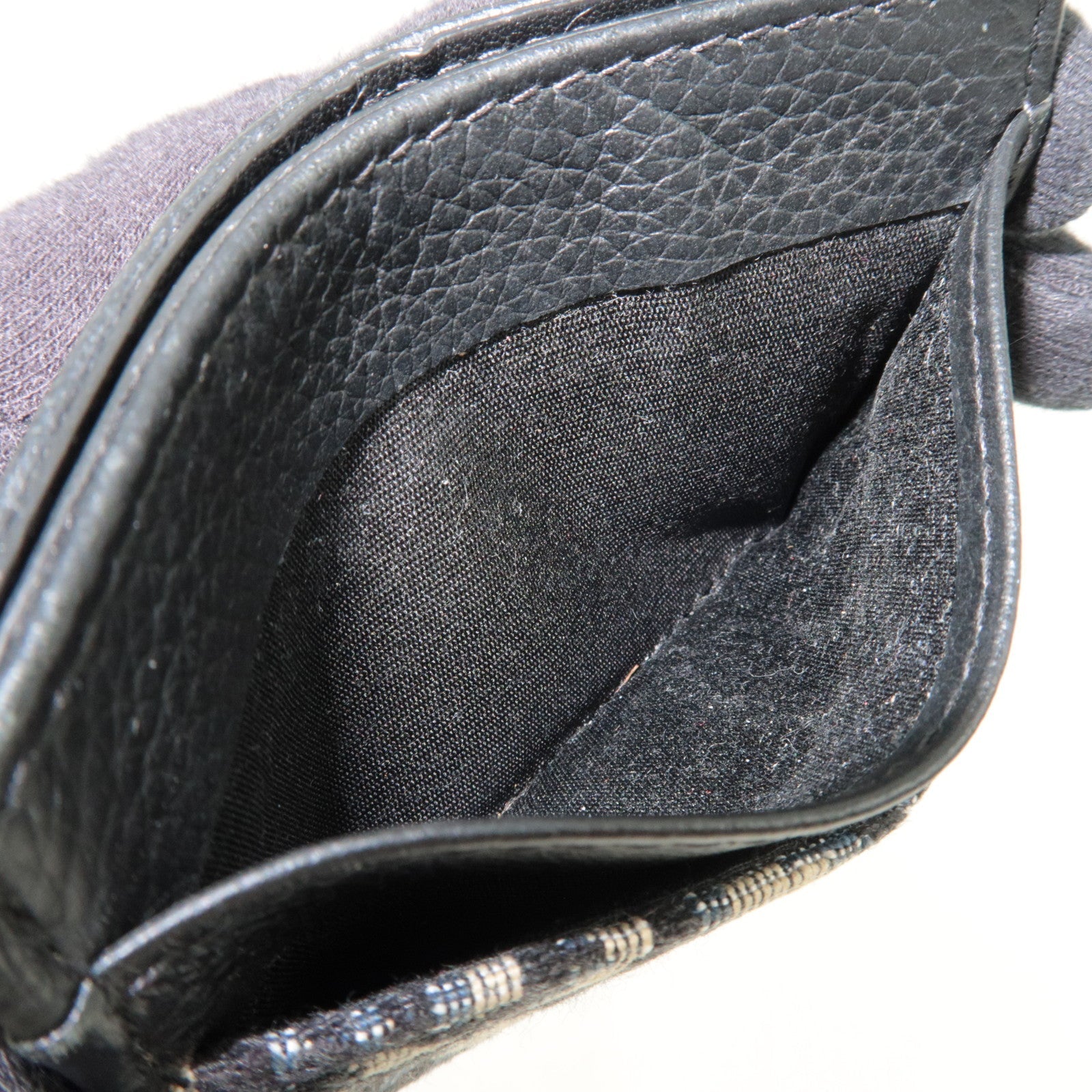 Christian Dior Trotter Card Case Jacquard Leather Navy Black