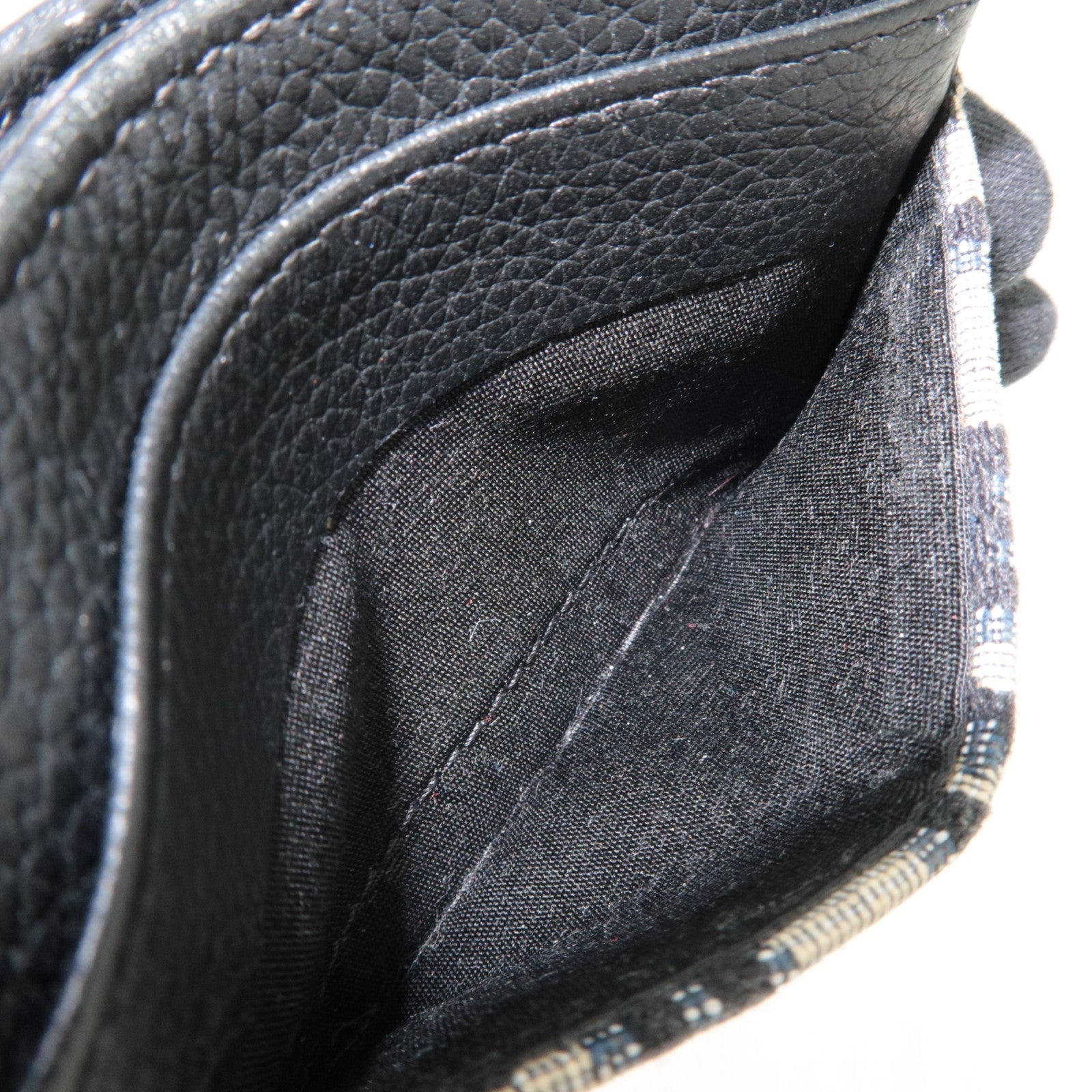 Christian Dior Trotter Card Case Jacquard Leather Navy Black