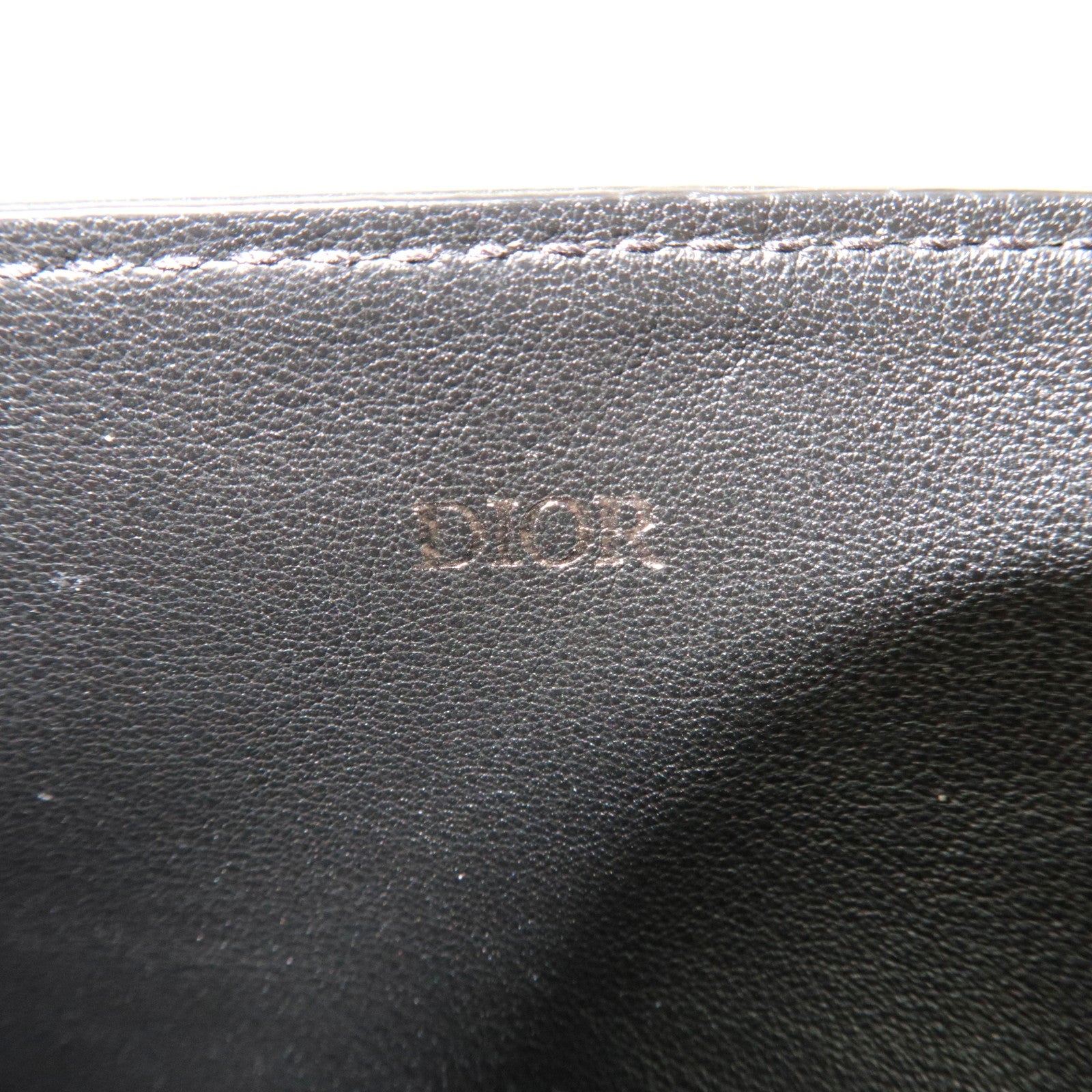 Christian Dior Trotter Card Case Jacquard Leather Navy Black