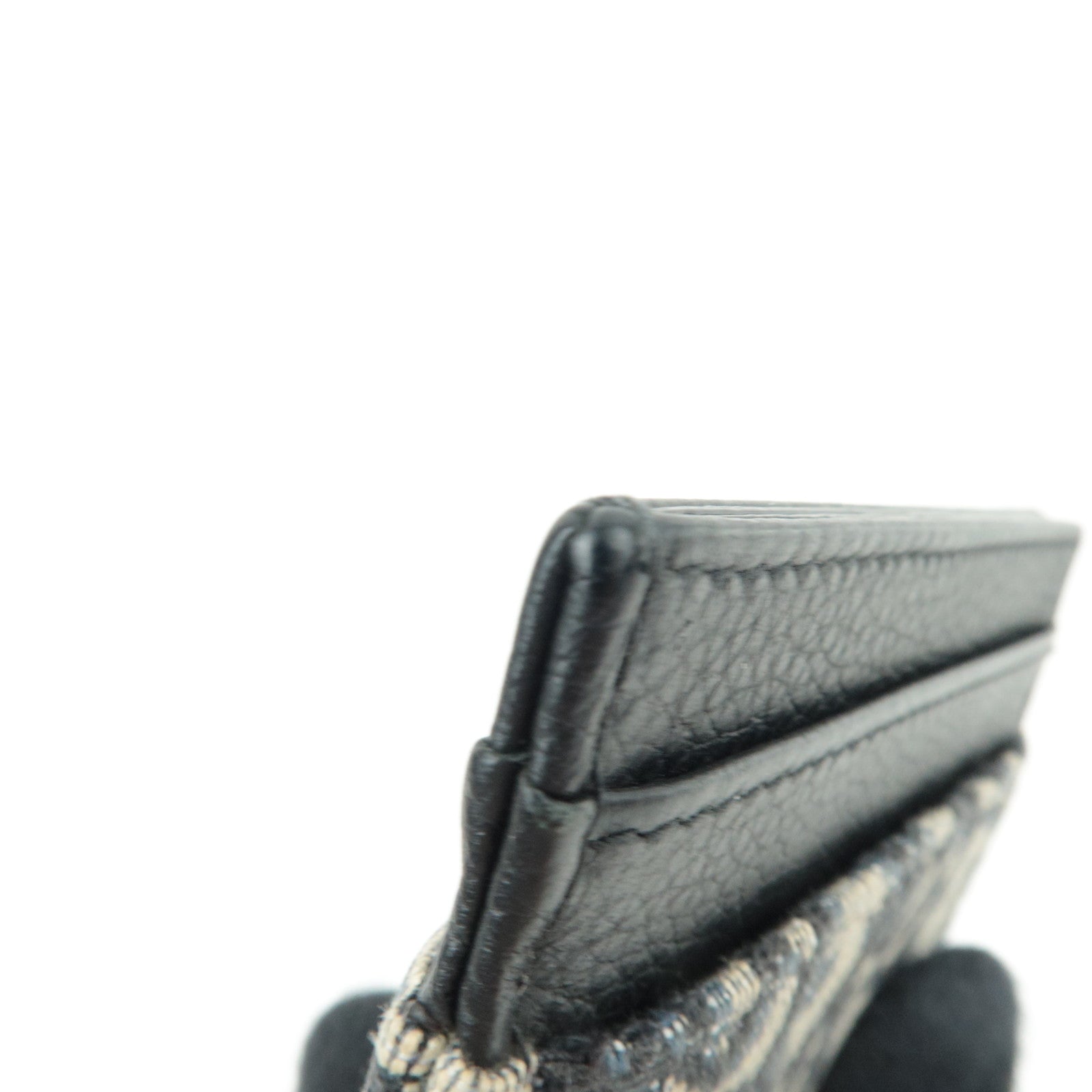 Christian Dior Trotter Card Case Jacquard Leather Navy Black