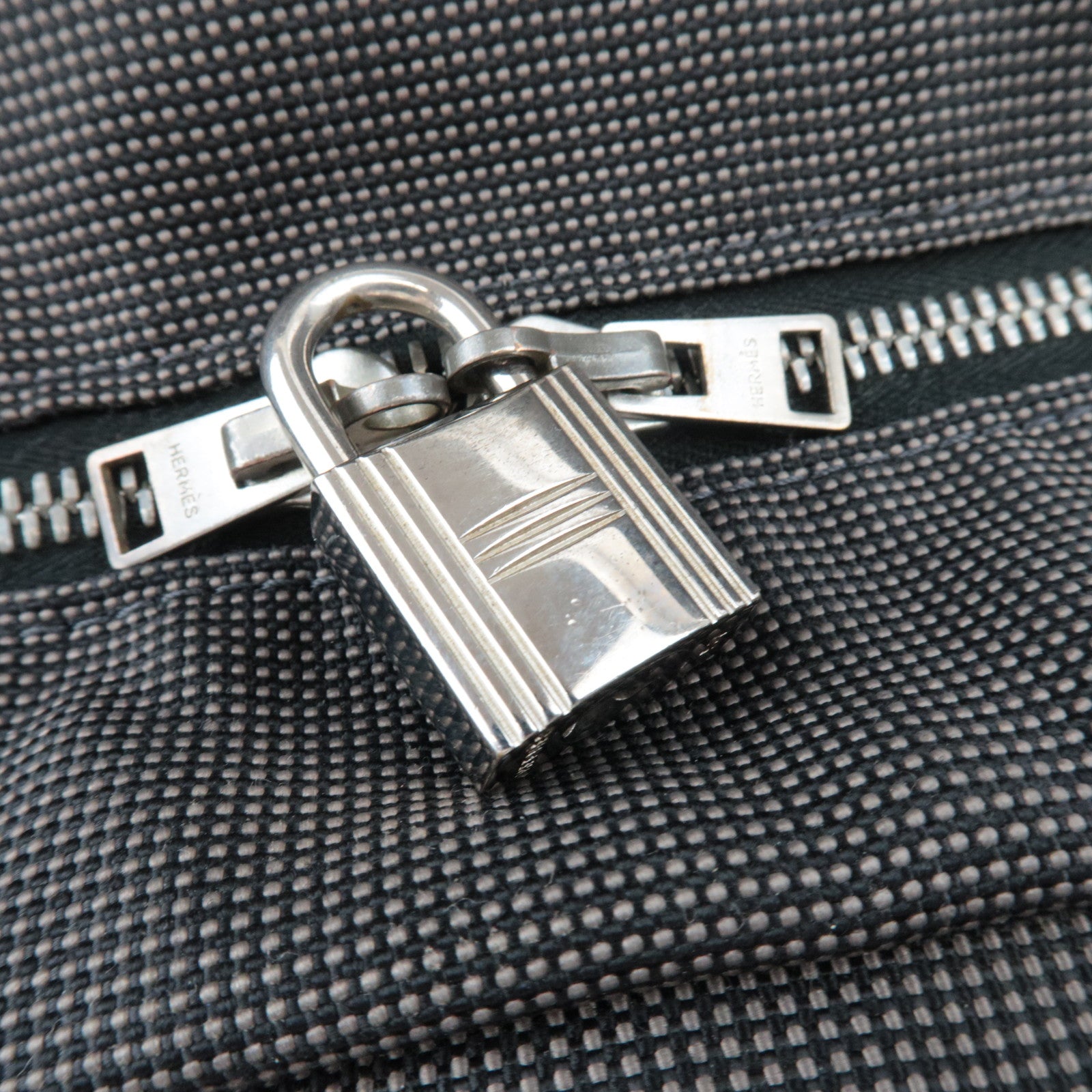 HERMES Her Line A Dos MM Backpack Nylon Canvas Gray *Lock