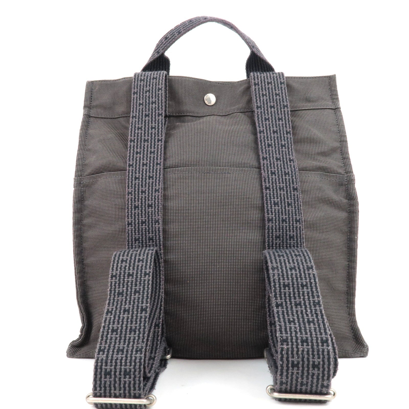 HERMES Her Line A Dos MM Backpack Nylon Canvas Gray *Lock
