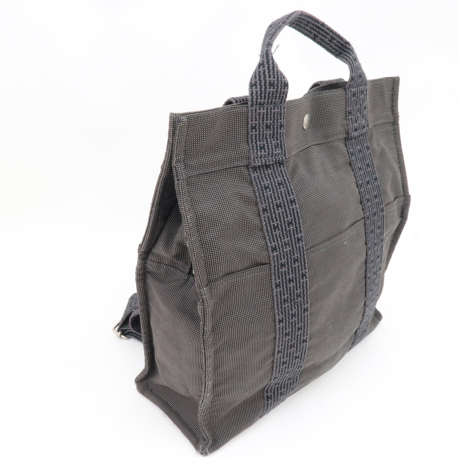 HERMES Her Line A Dos MM Backpack Nylon Canvas Gray *Lock