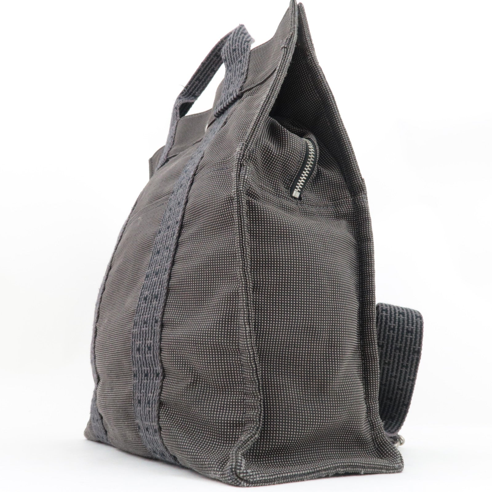 HERMES Her Line A Dos MM Backpack Nylon Canvas Gray *Lock