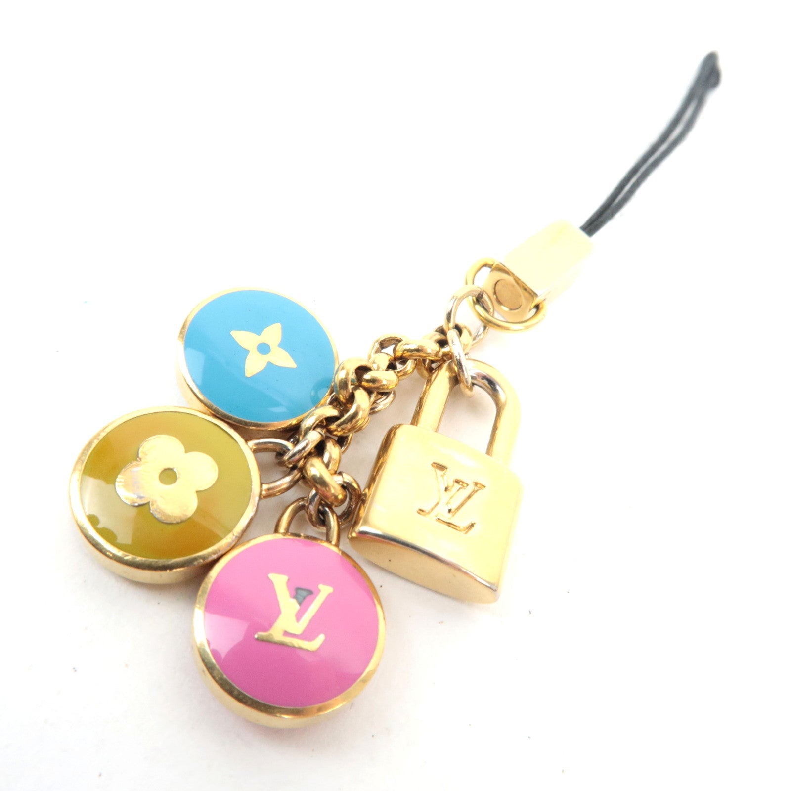 Louis Vuitton Set of 2 Porte Cles Pastille Bag Charm, Phone Strap Gold M65381 M65388 *Box, Dust bag