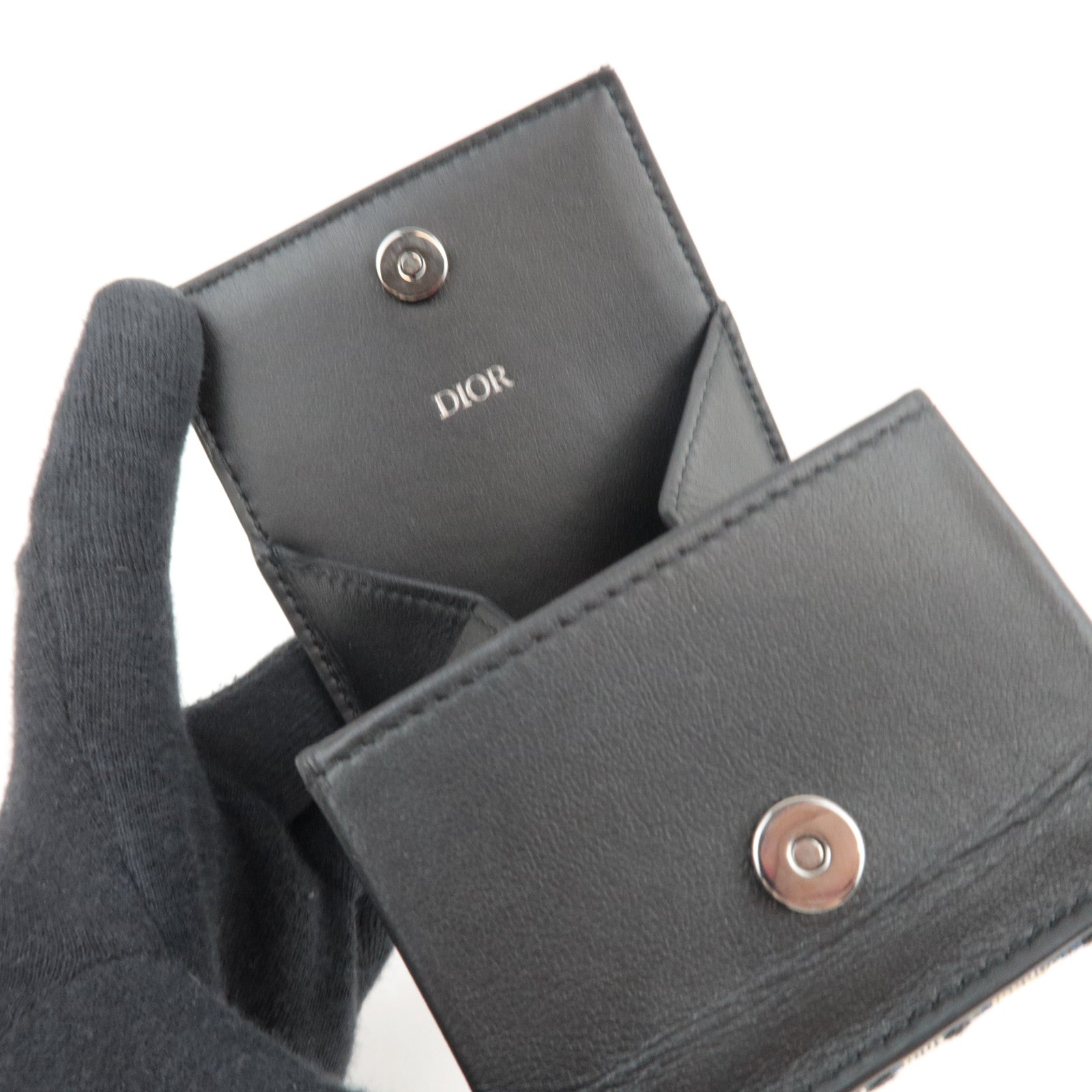 Christian Dior Oblique Trotter Coin Case Canvas Navy*Box, Dust bag